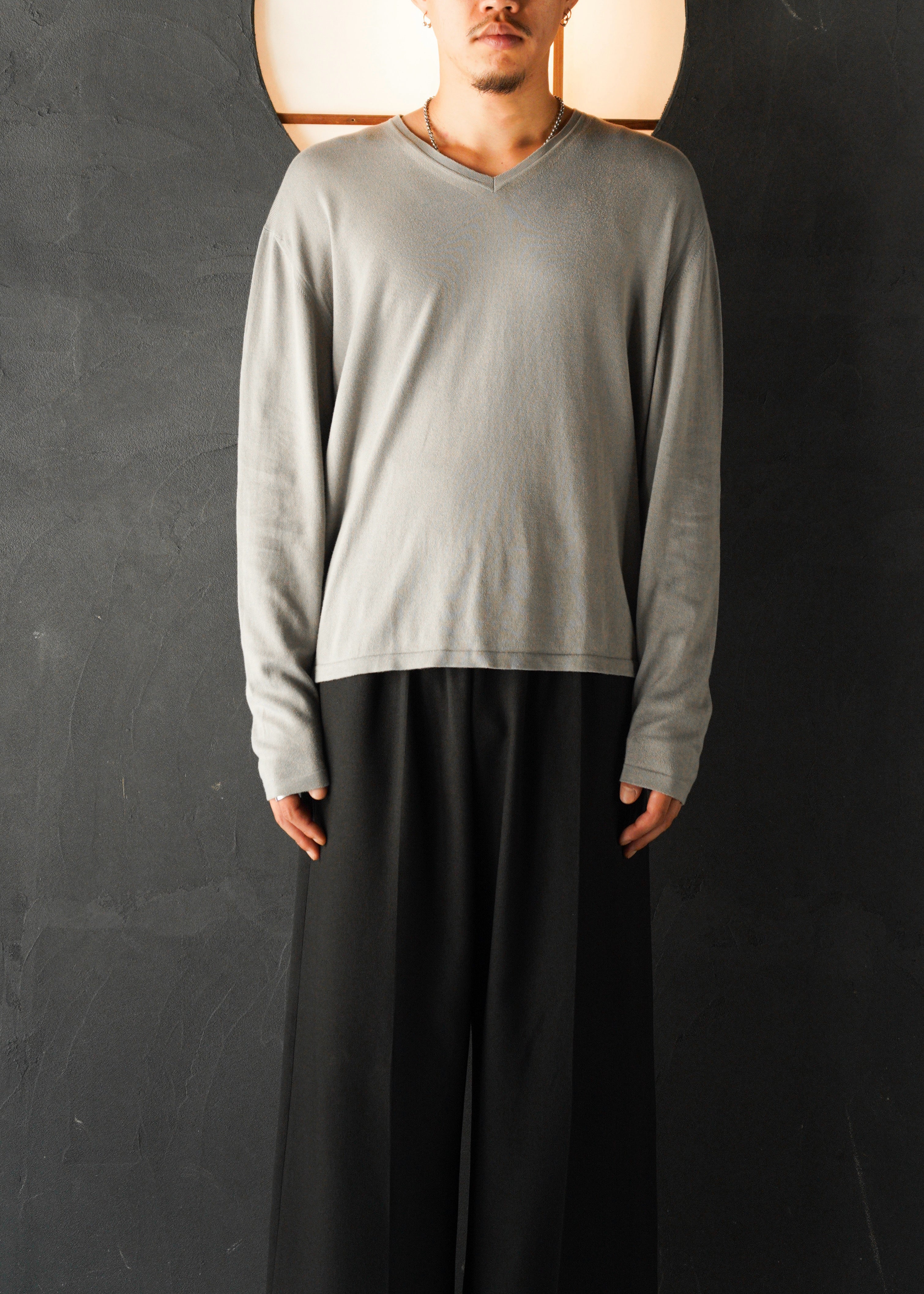00’s GUCCI v neck cotton long sleeve knit