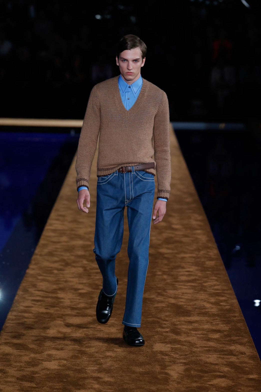 PRADA 2015SS contrast trim v-neck knit