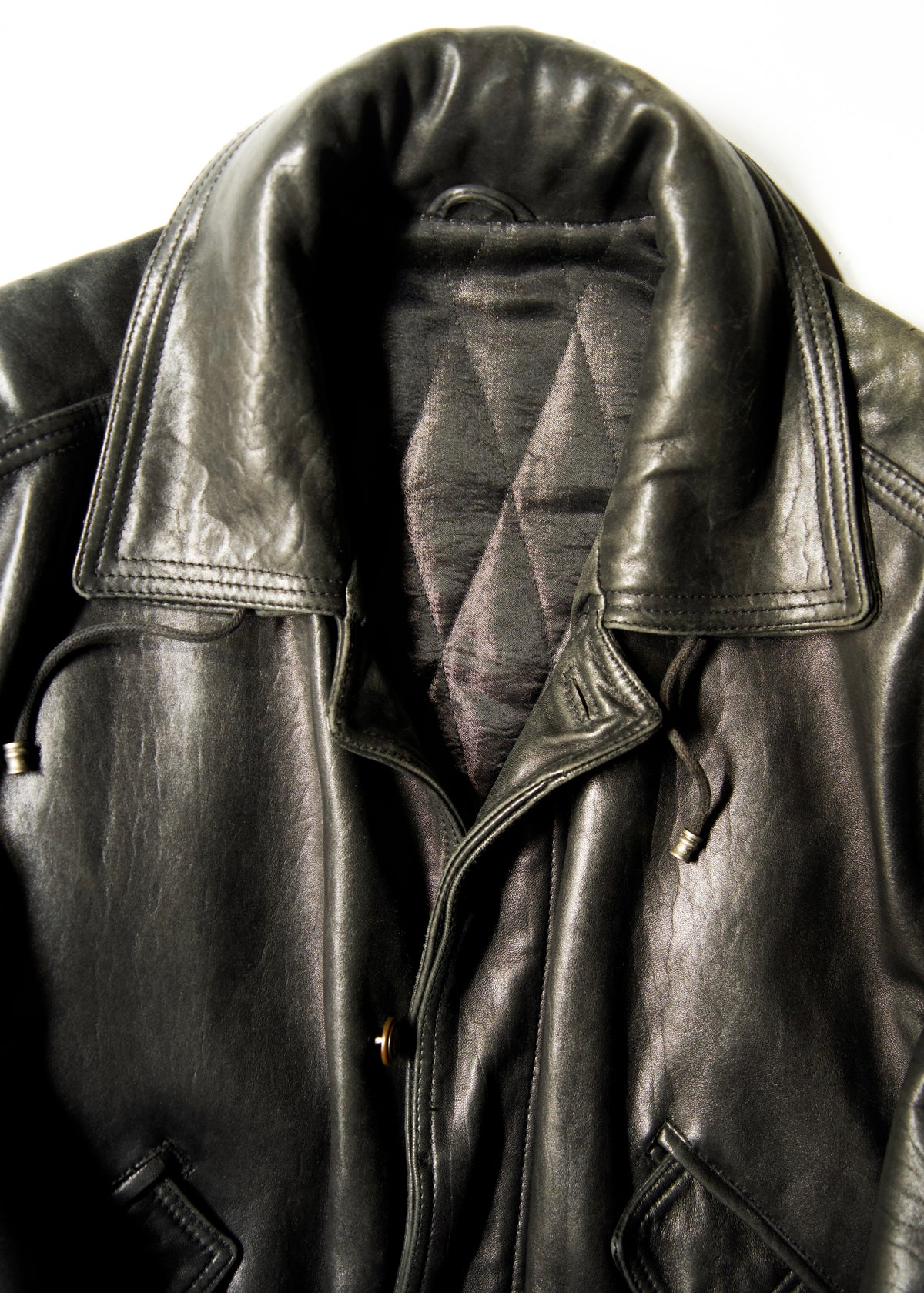 80-90's RUFFO fly front hooded leather blouson
