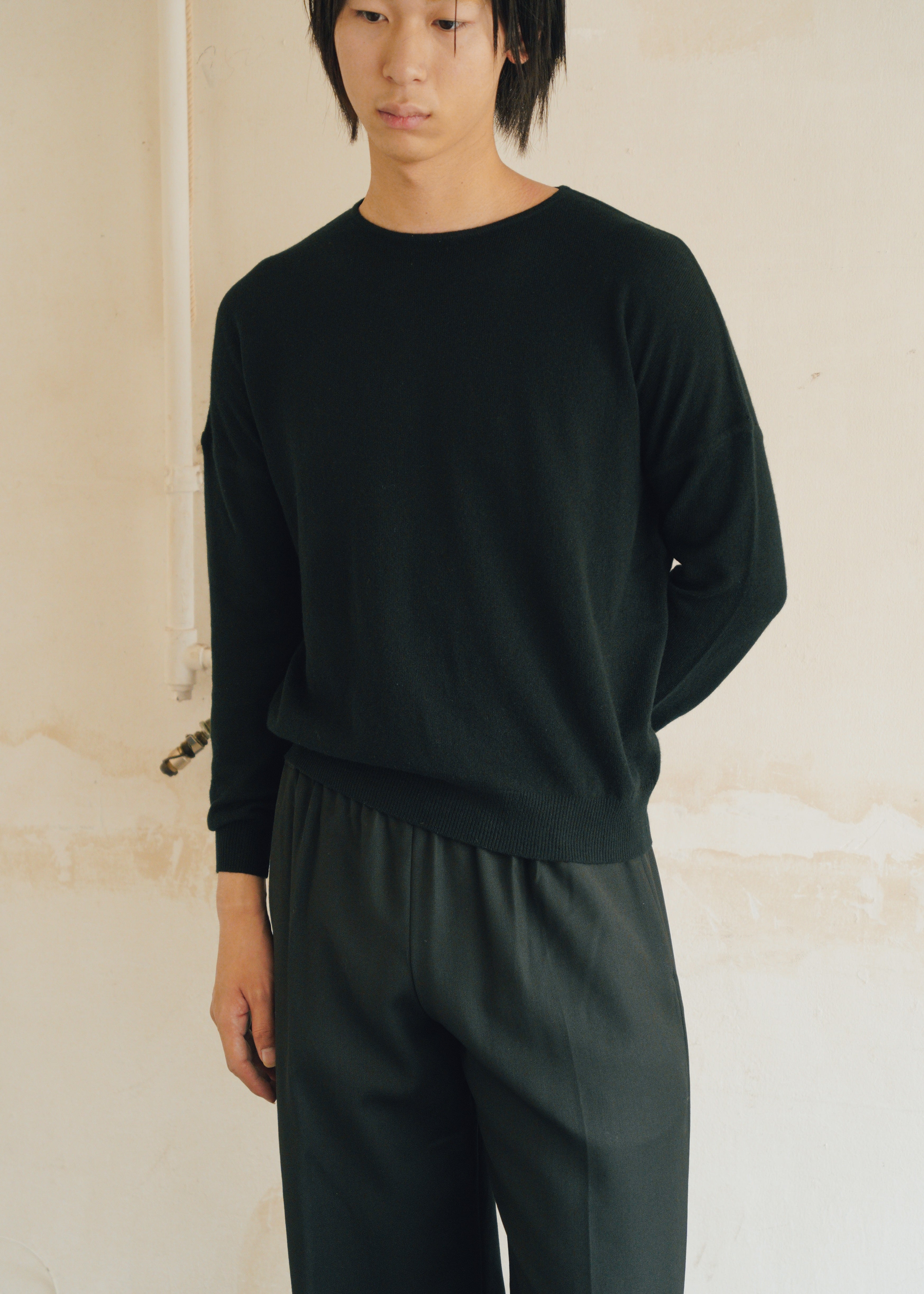 JEANPAULKNOTT ジャンポールノット 26AW カシミヤ 100% Cashmere ROUND NECK SWETER BLACK メンズ