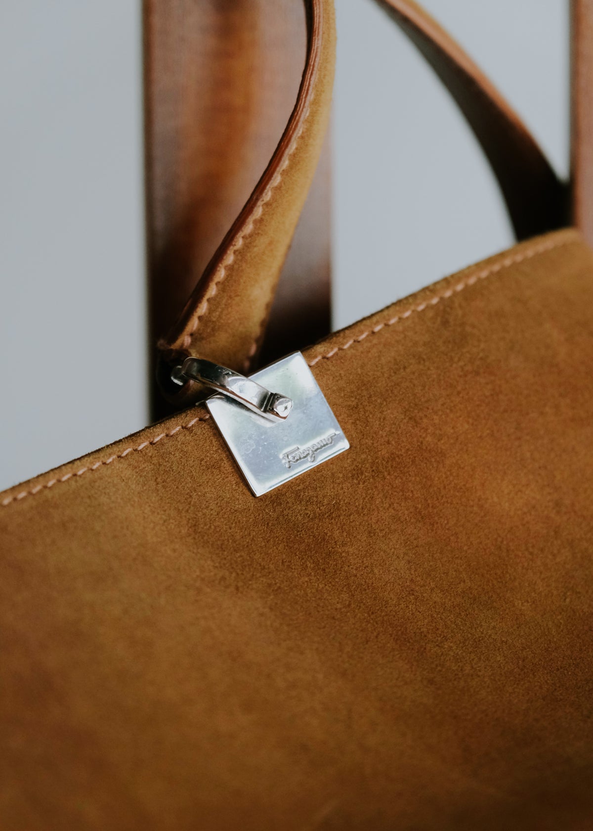 Salvatore Ferragamo suede leather hand bag