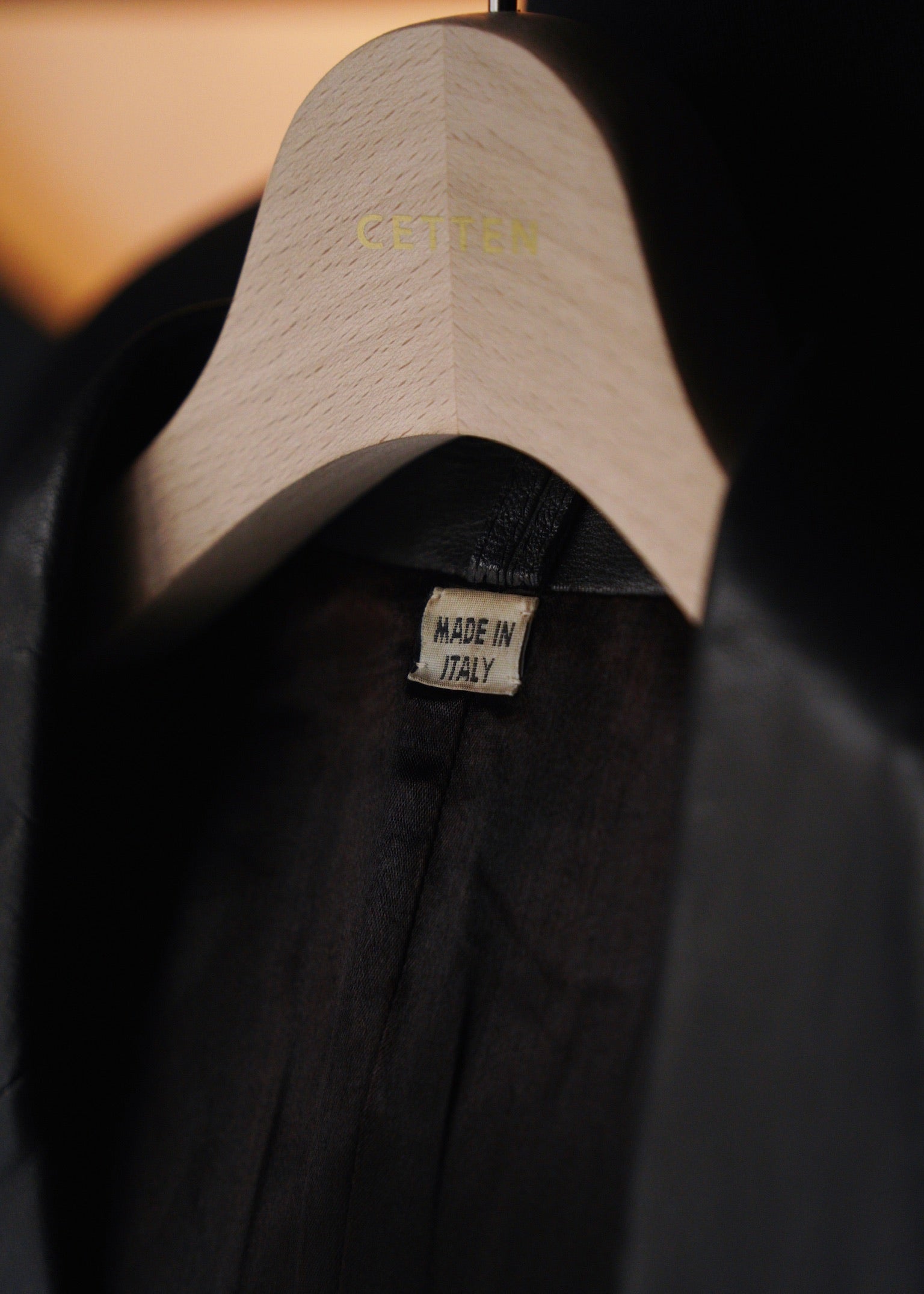 HELMUT LANG fly front leather chesterfield coat