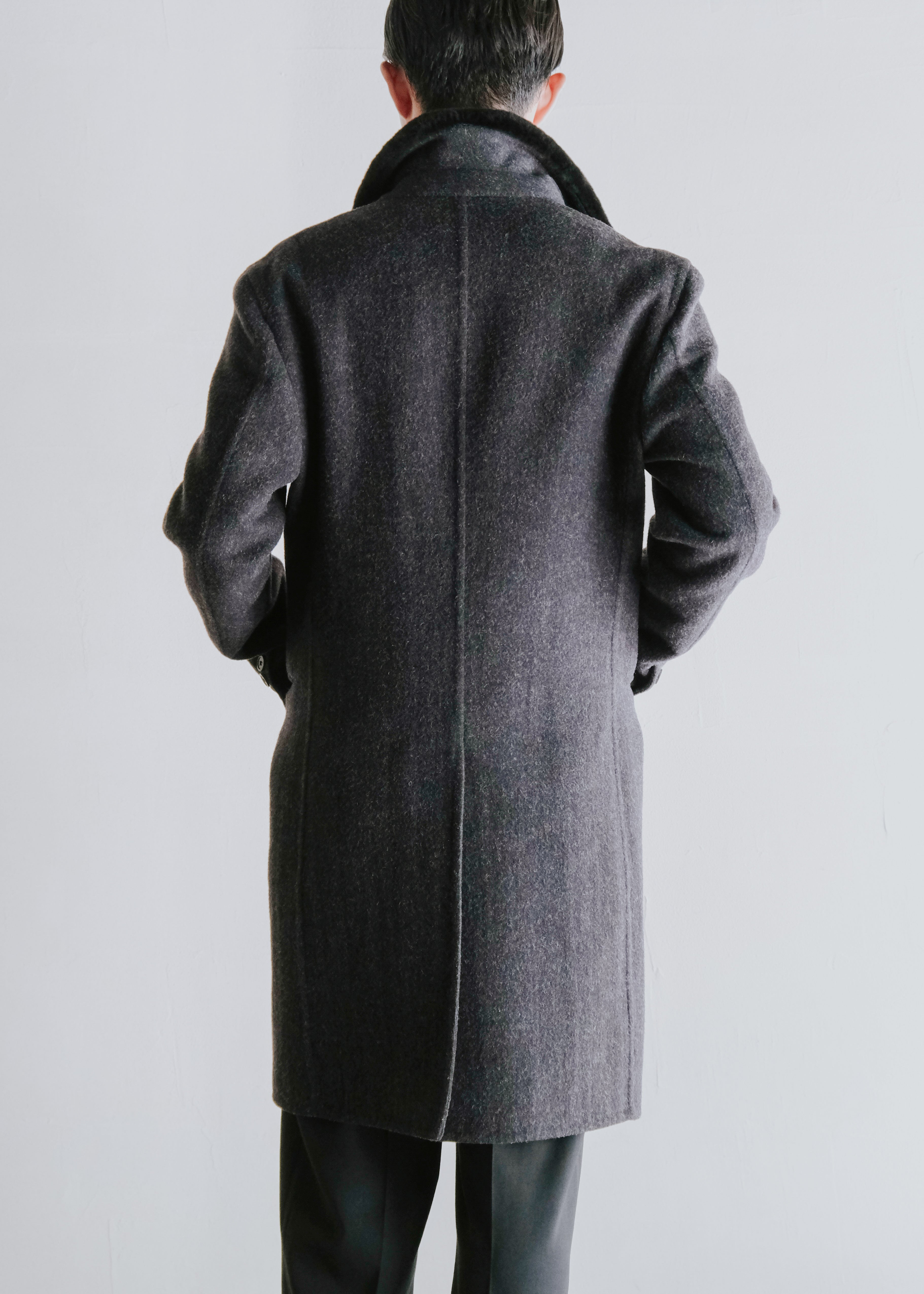 PRADA 15AW Nutria fur collar wool double coat