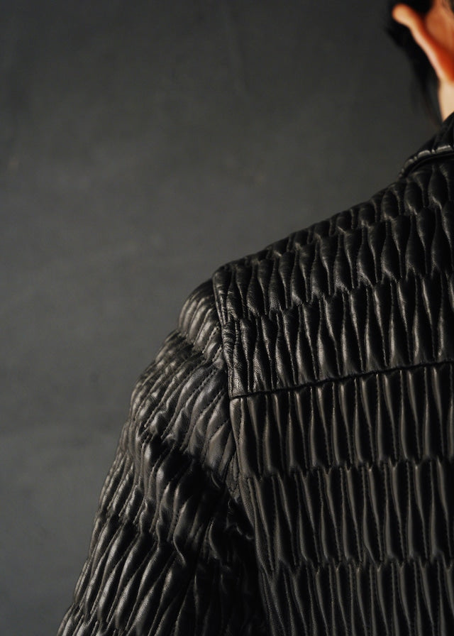 PRADA 06AW double zip pleats leather jacket