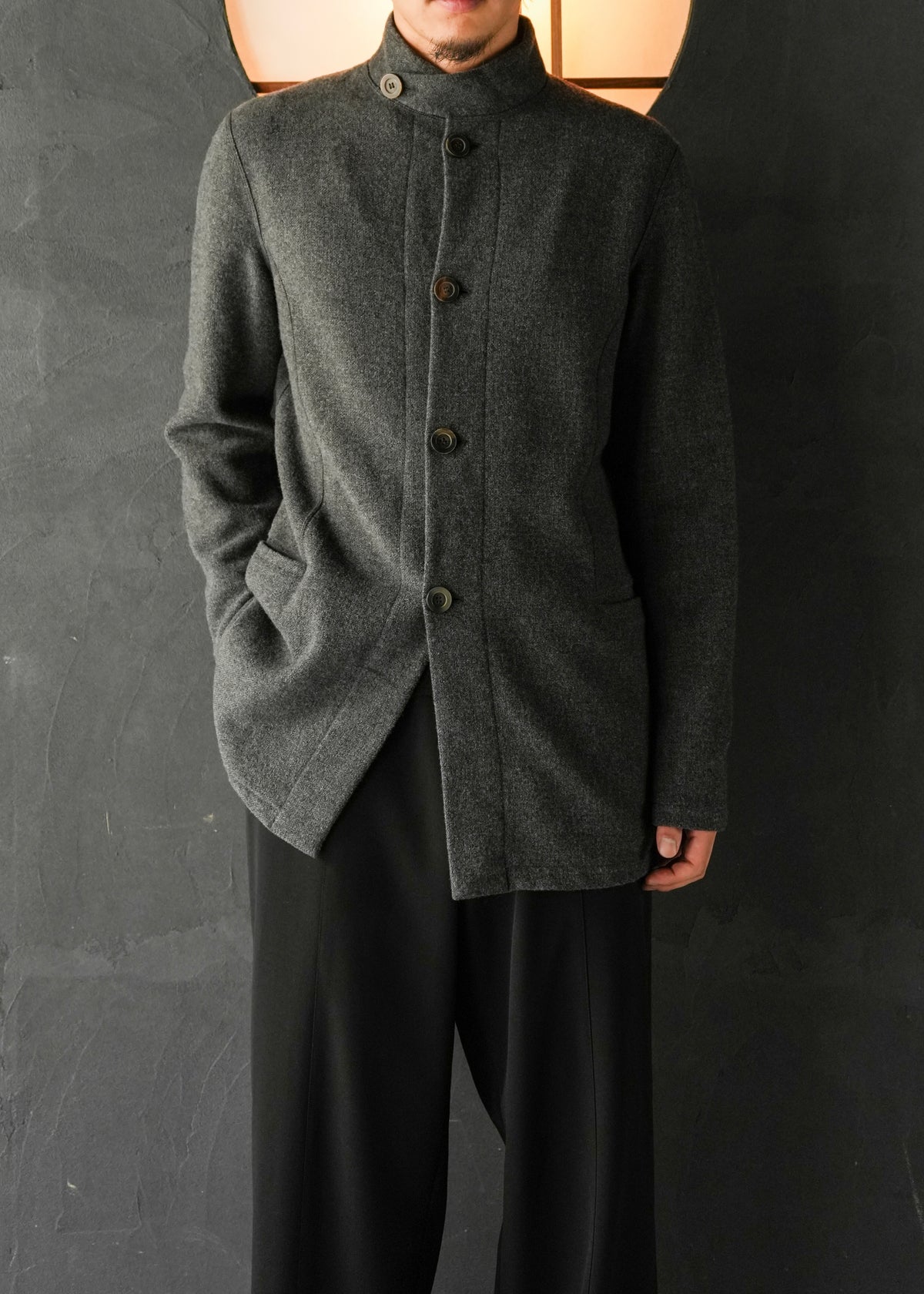 EMPORIO ARMANI 04AW cashmere blend mao collar wool jacket