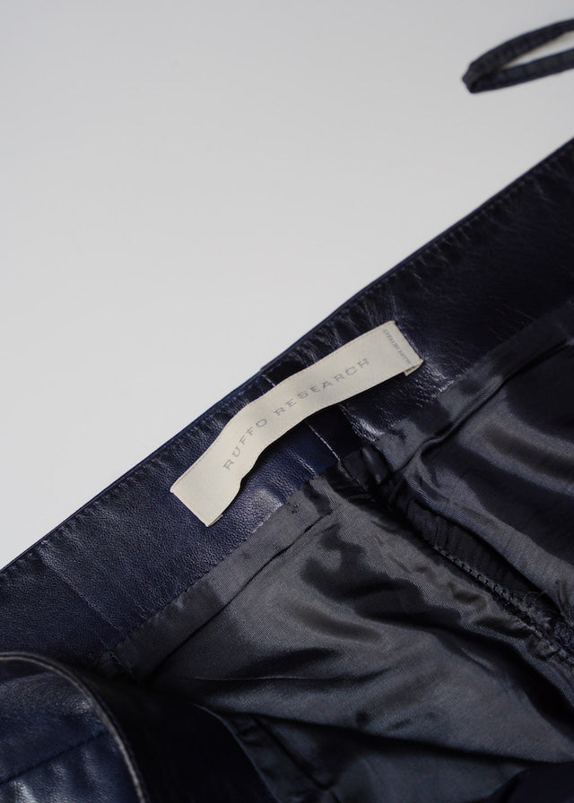 RUFFO RESEARCH 01SS piping straight leather trousers by Sophia Kokosalaki