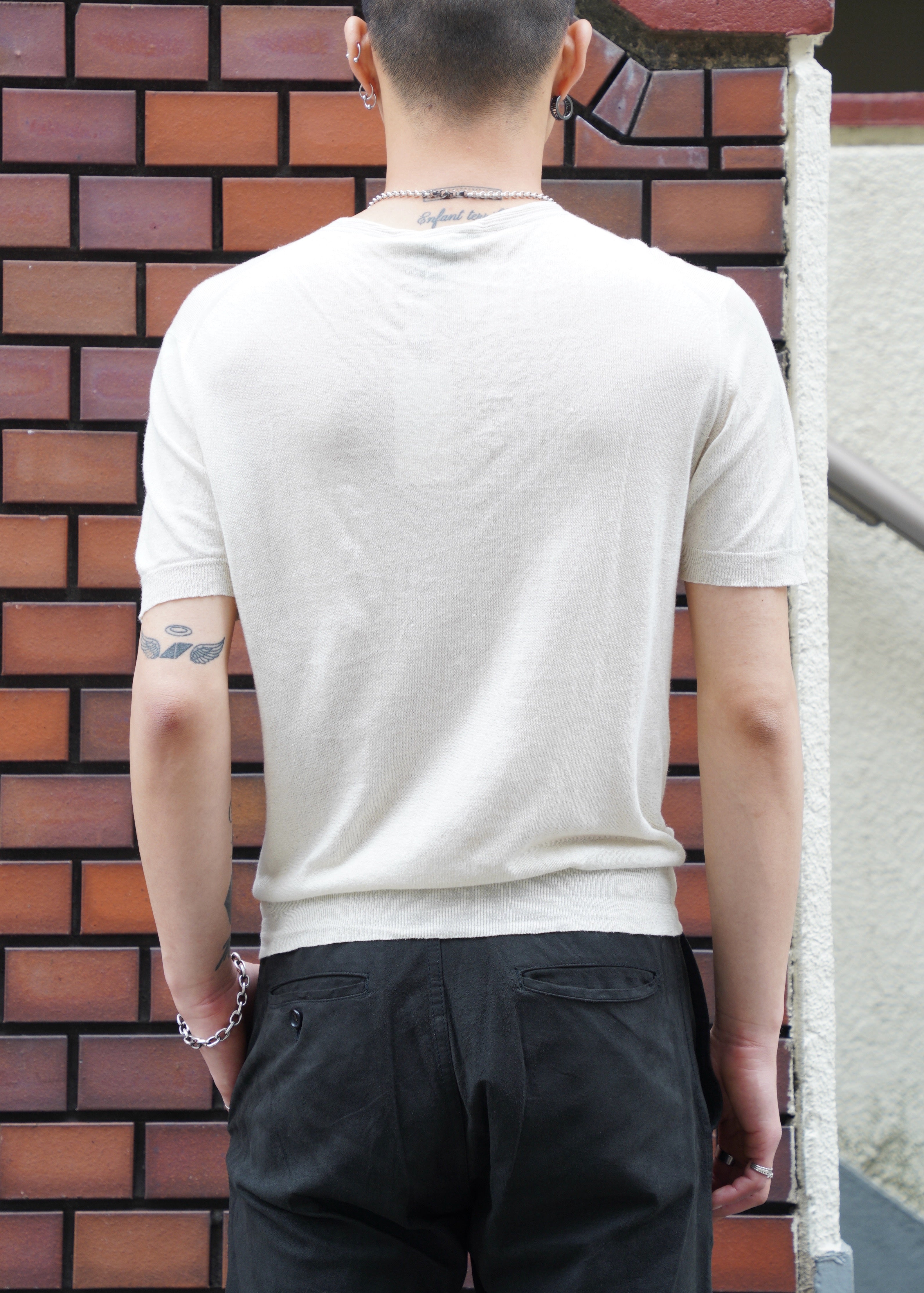 00's GUCCI linen silk henry neck short sleeve knit