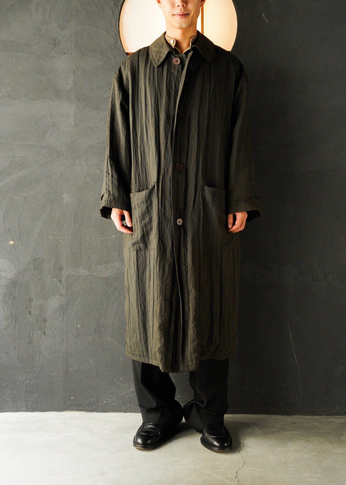 70-80’s GIORGIO ARMANI linen balmacaan coat