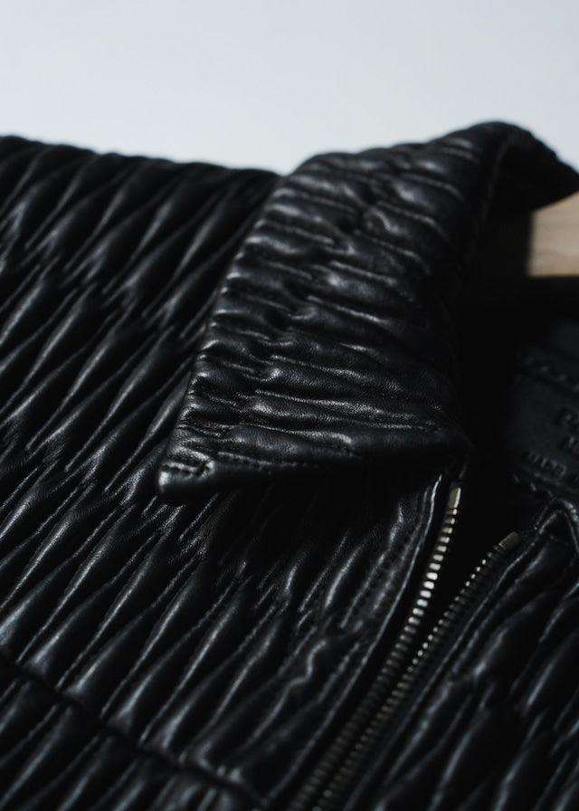 PRADA 06AW double zip pleats leather jacket