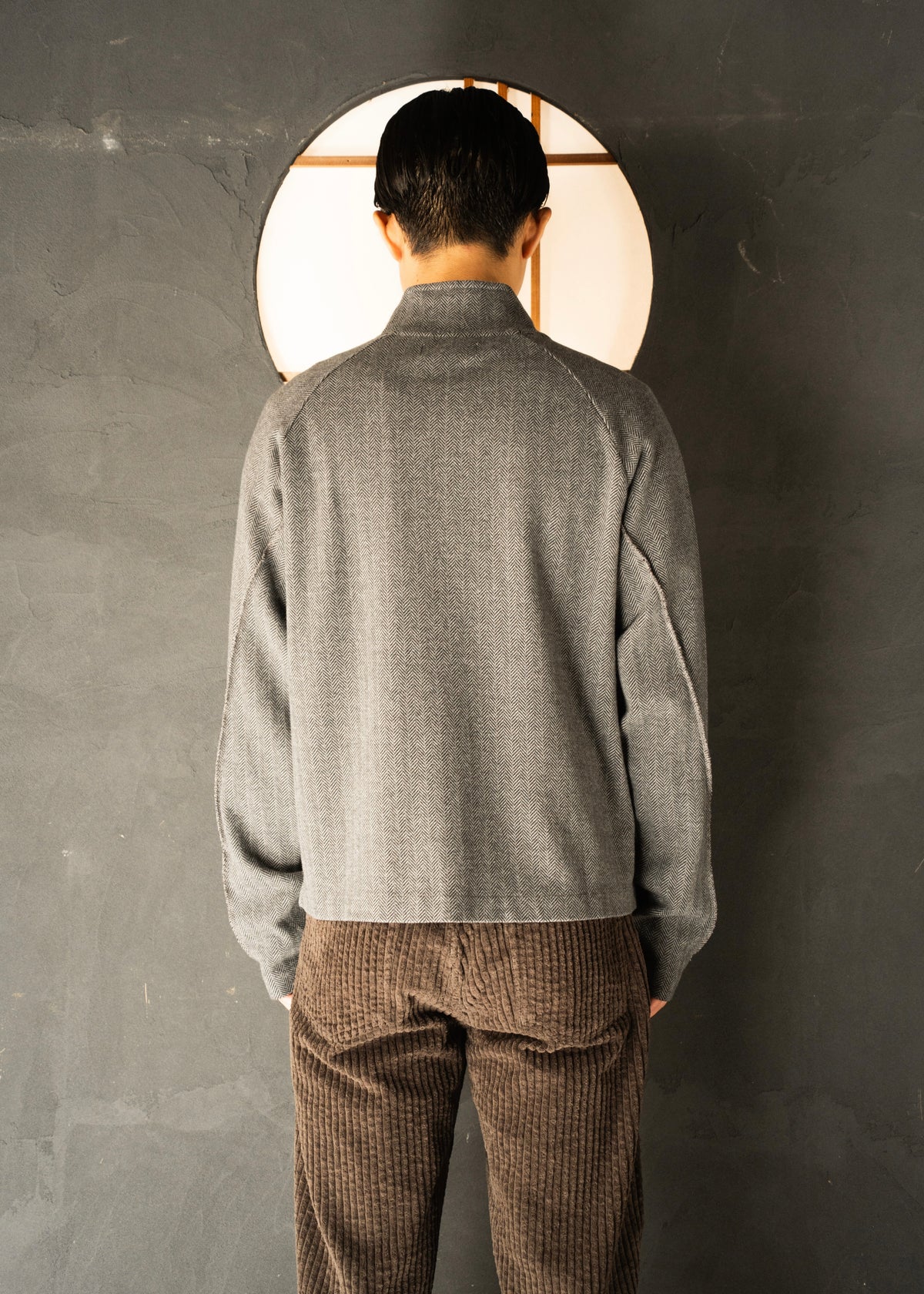 mfpen 26AW Leisure Zip Up / Grey Herringbone