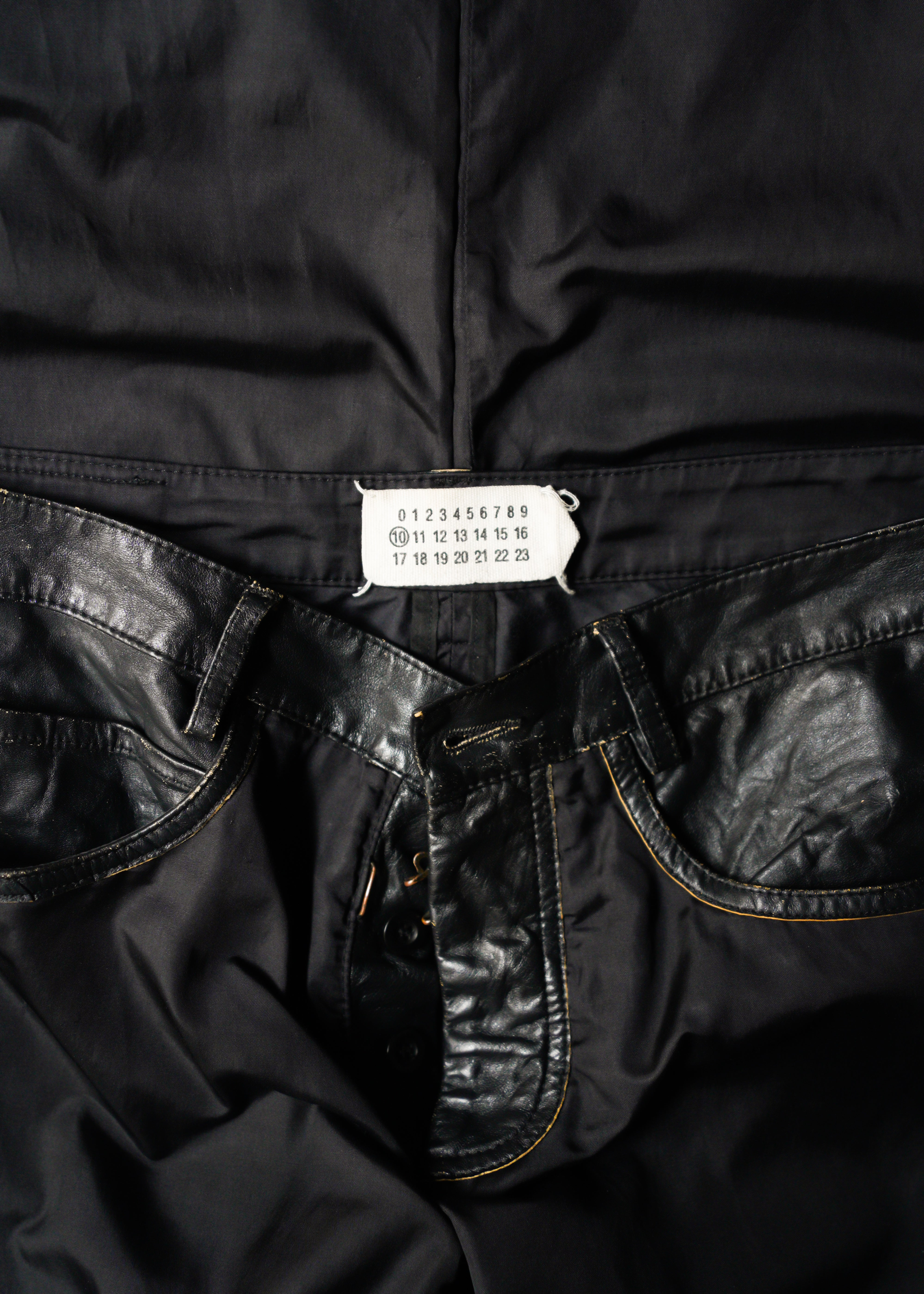 Martin Margiela 07SS switching leather nylon trousers