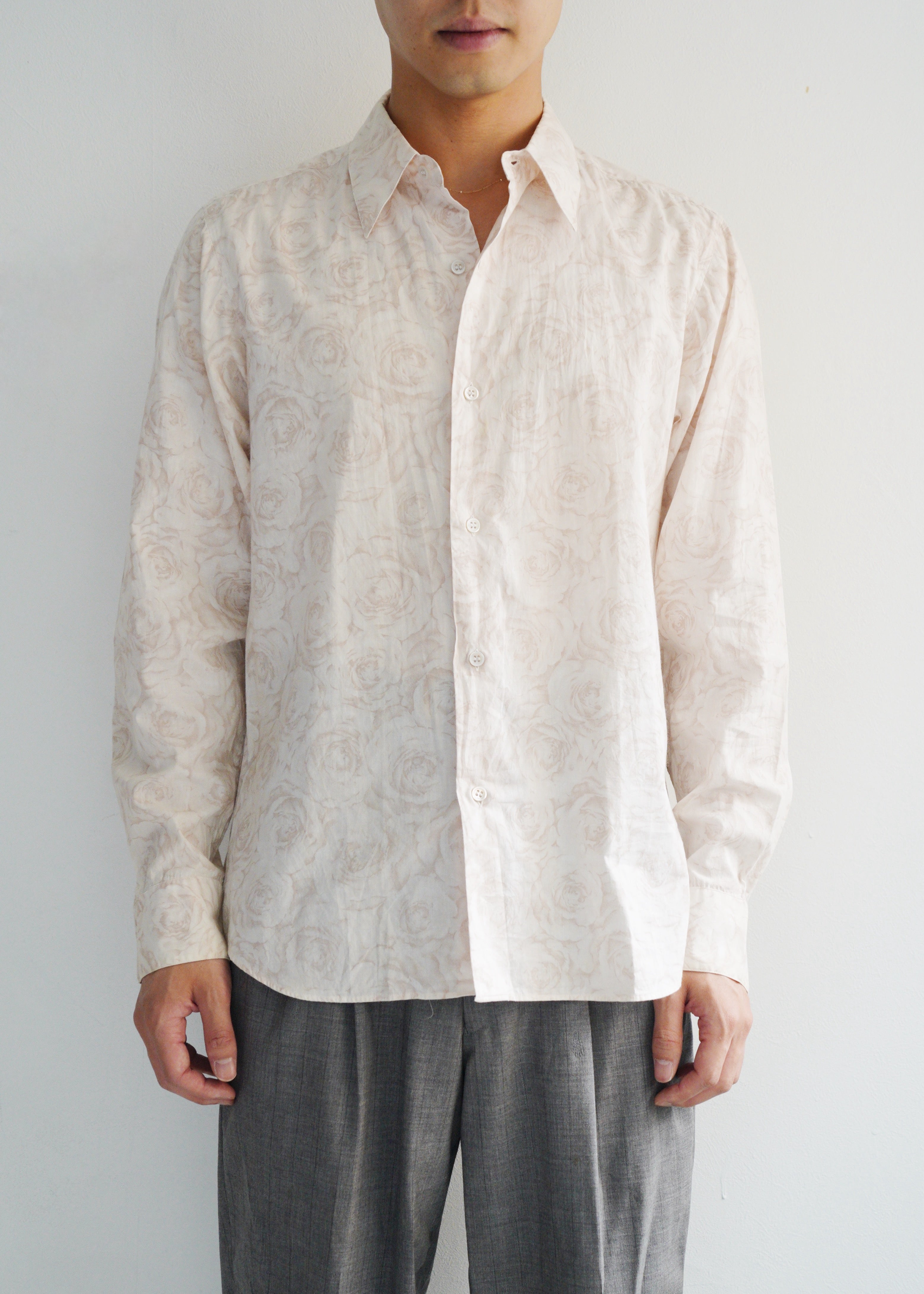 00's agnes b. homme floral pattern regular collar shirt