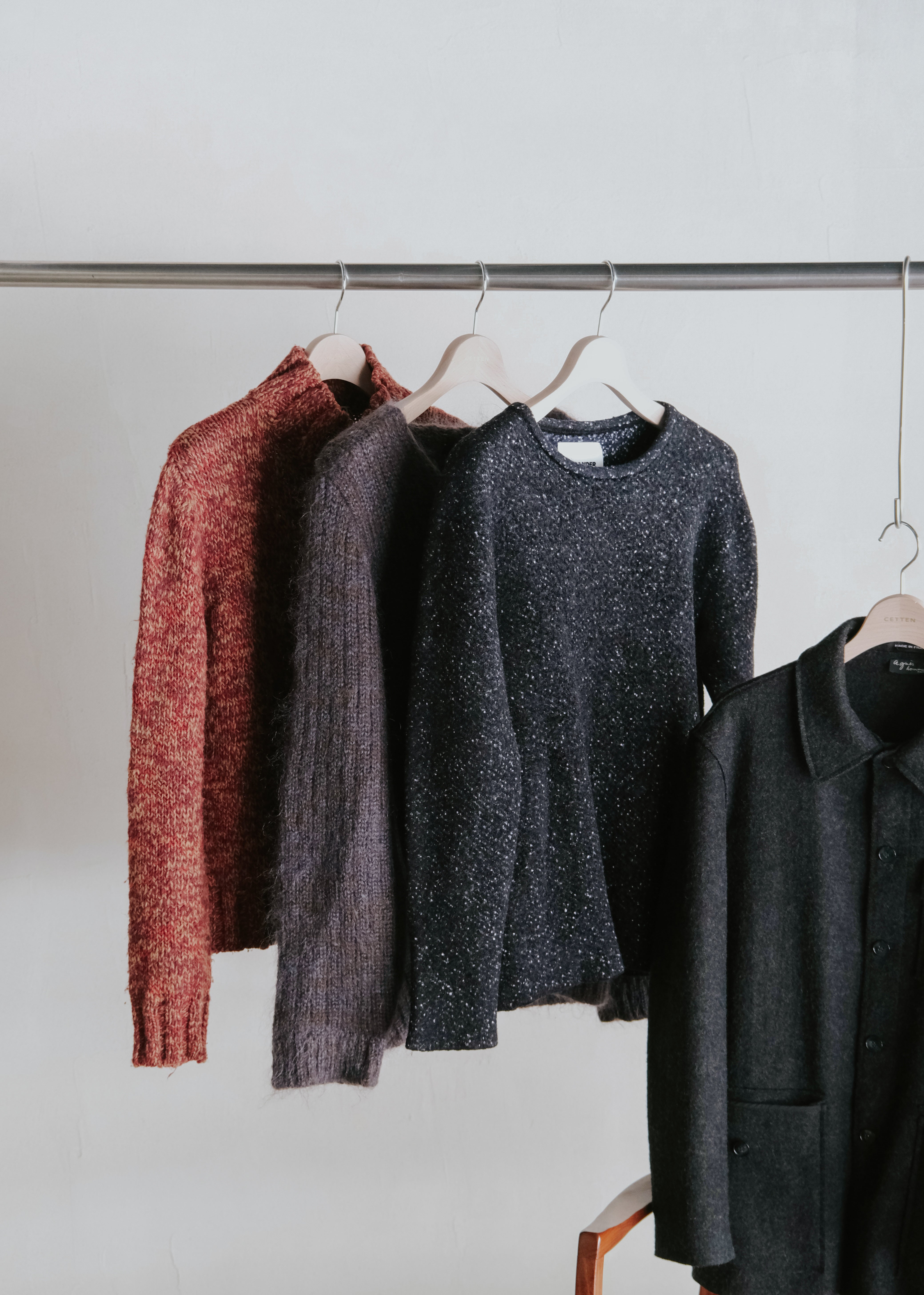 JIL SANDER 22AW ribbless marble crew neck knit