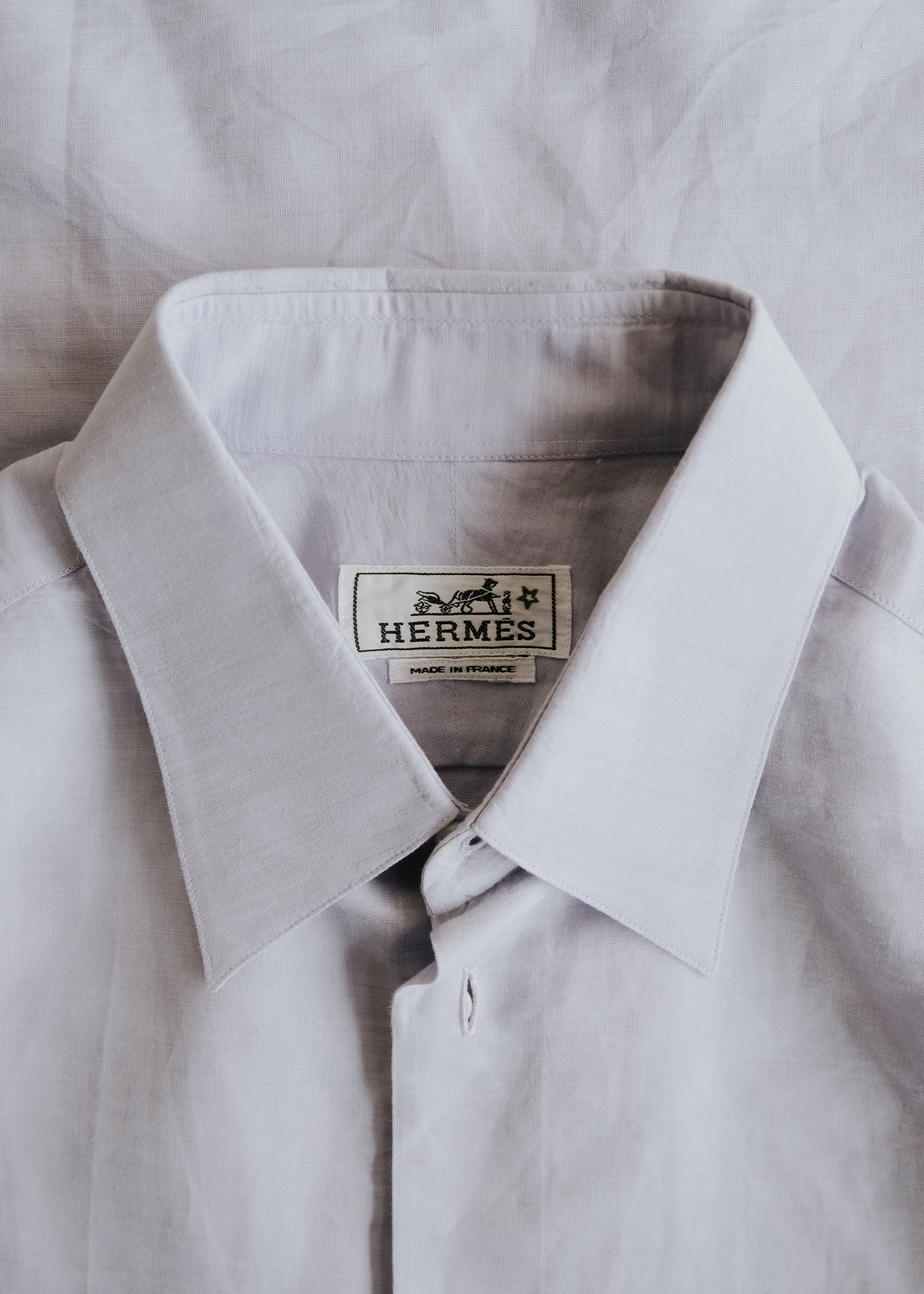 00's HERMÈS linen cotton regular collar shirt