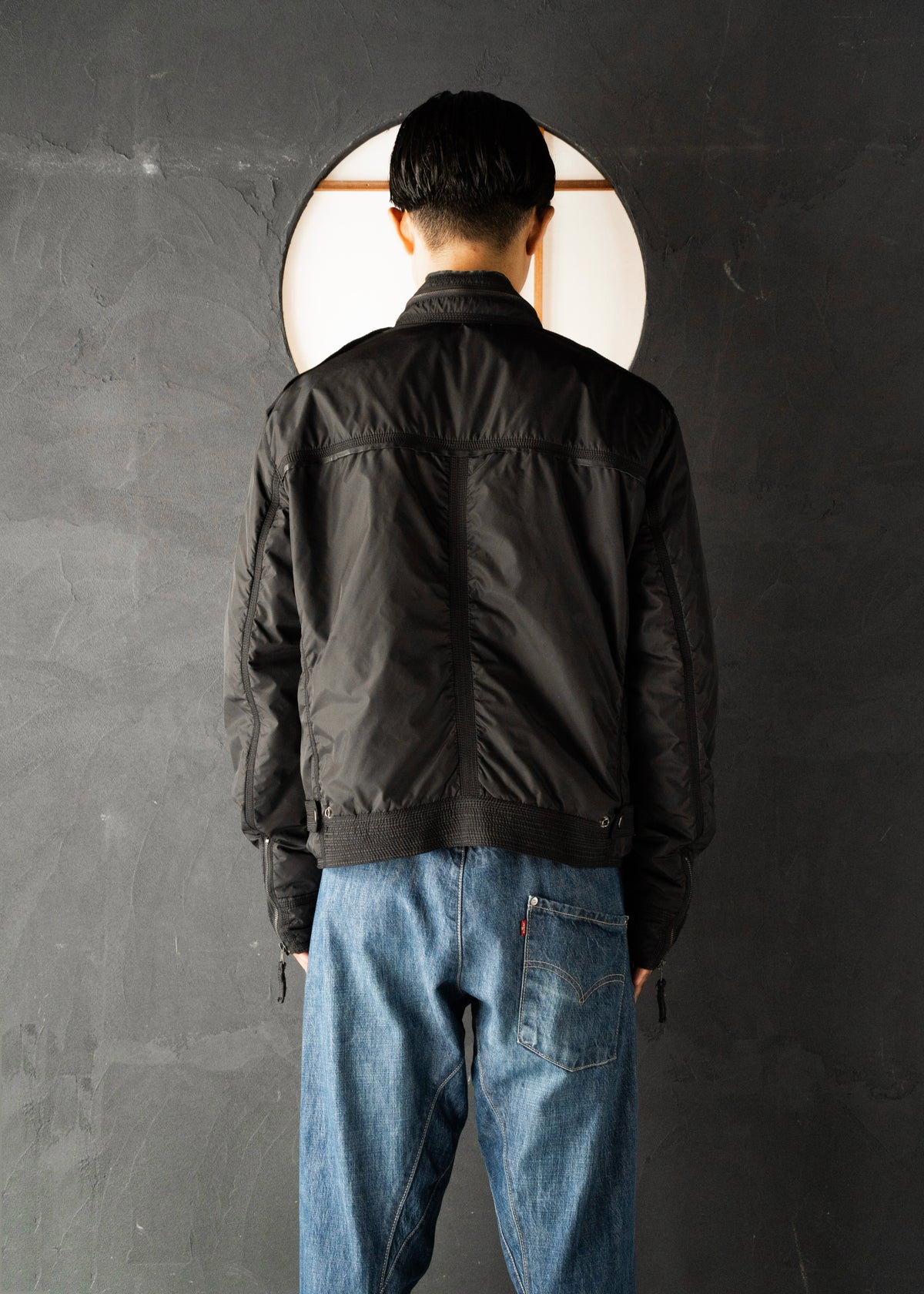 00’s EMPORIO ARMANI double zip up multi pocket nylon jacket