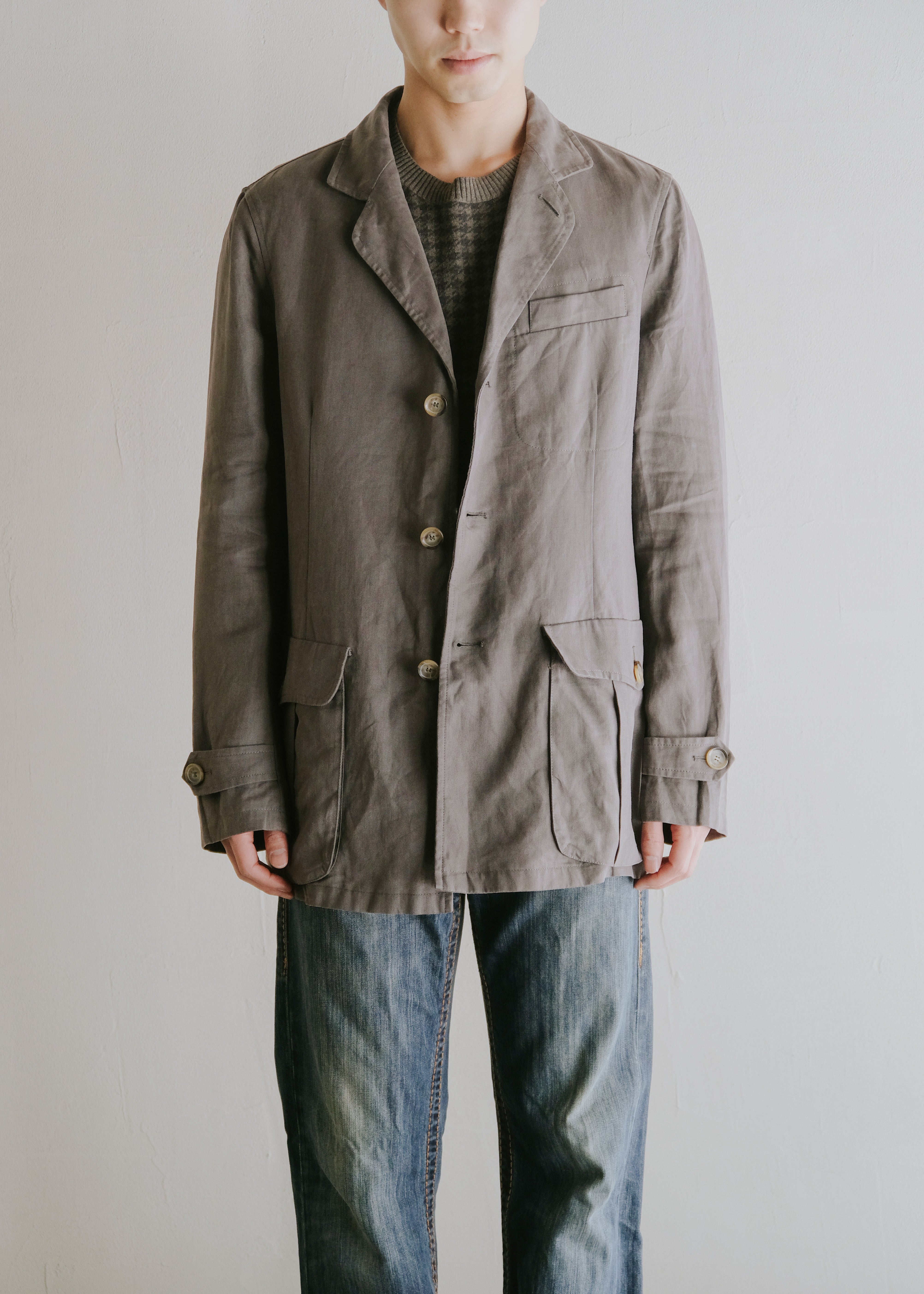 00-10's GIORGIO ARMANI ramie 3-button tailored jacket