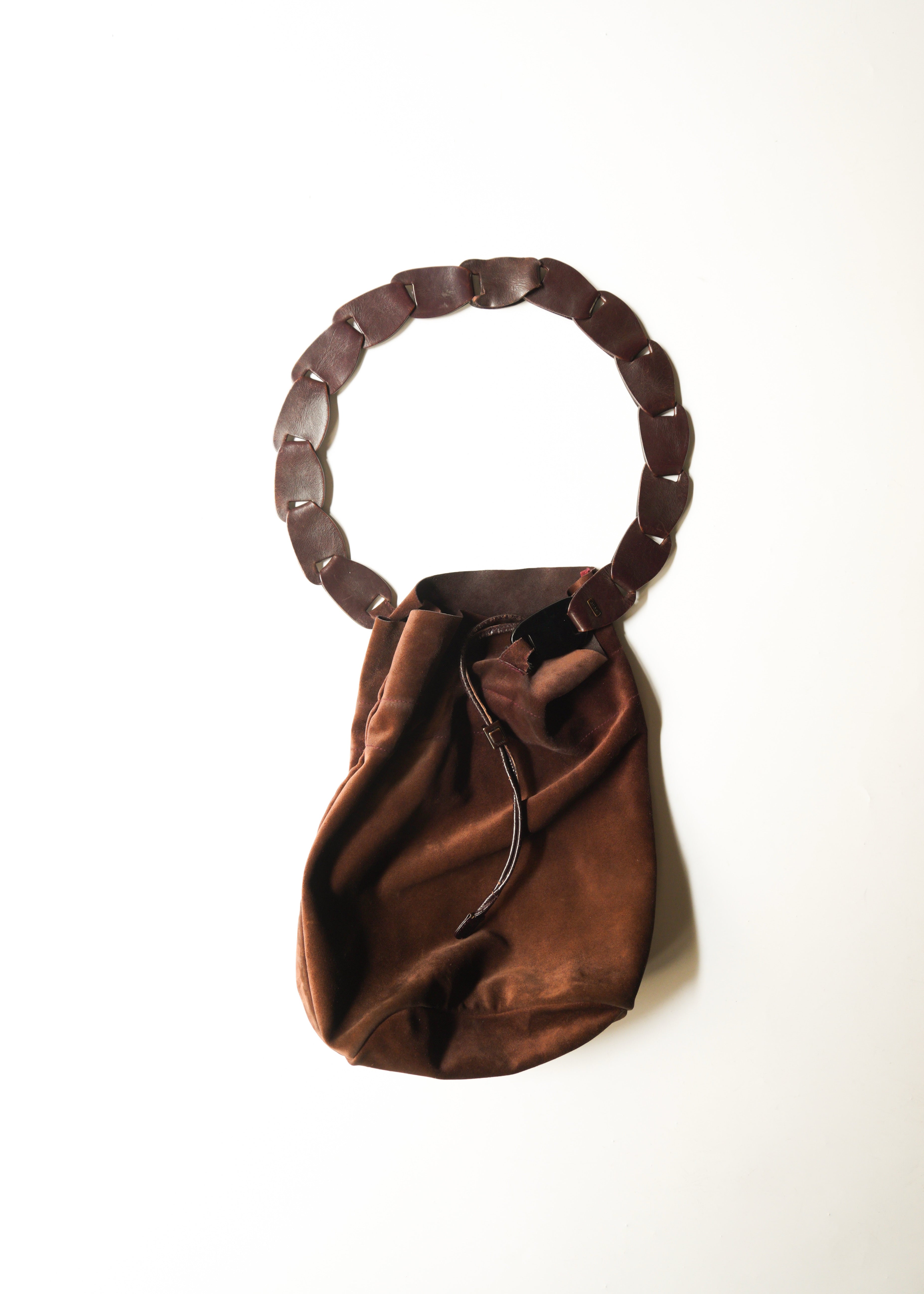 GUCCI by Tom Ford 1997 SS drawstring suede leather shoulder bag