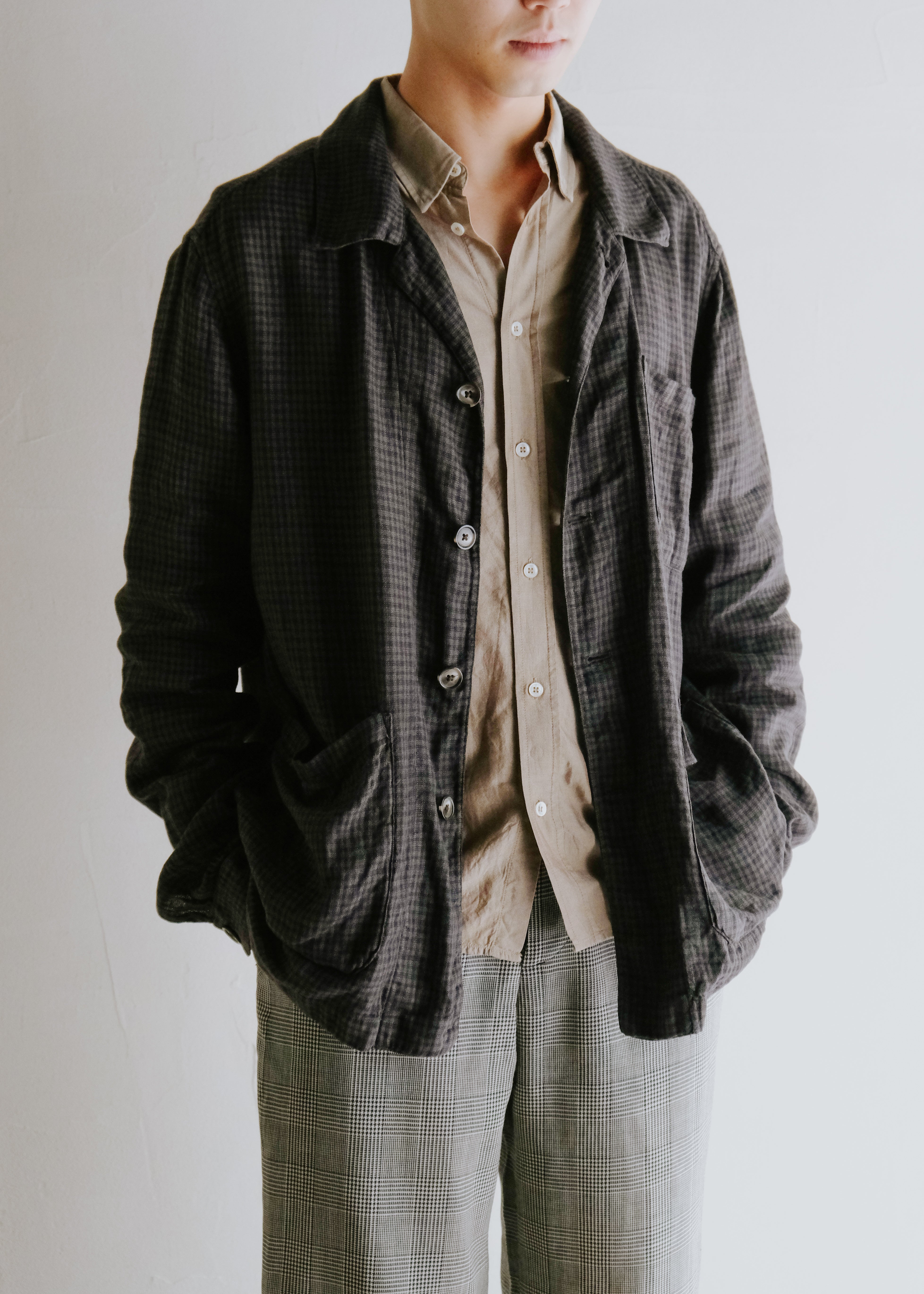 MARCEL LASSANCE PARIS checkers cotton shirt jacket