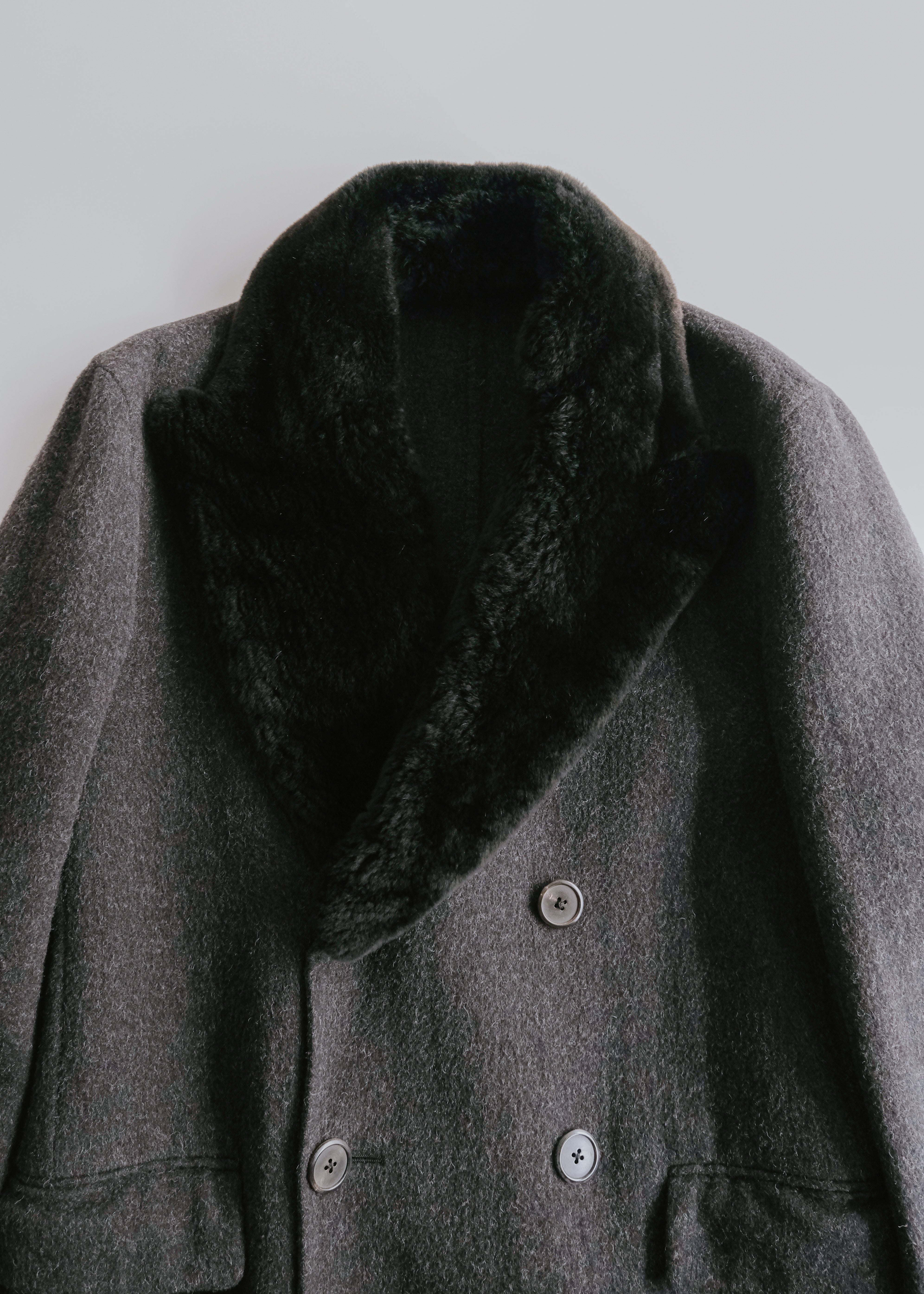 PRADA 15AW Nutria fur collar wool double coat
