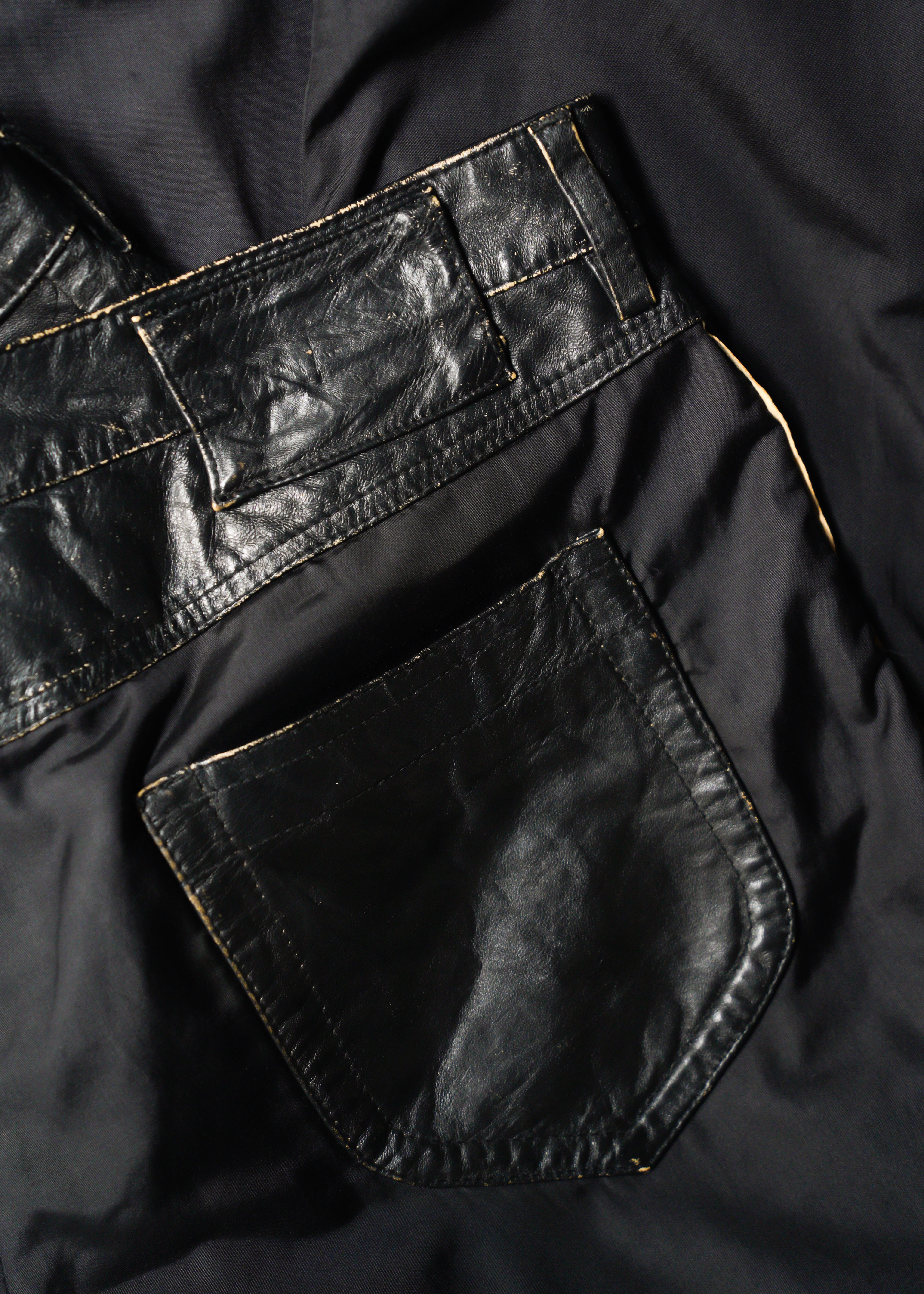 Martin Margiela 07SS switching leather nylon trousers