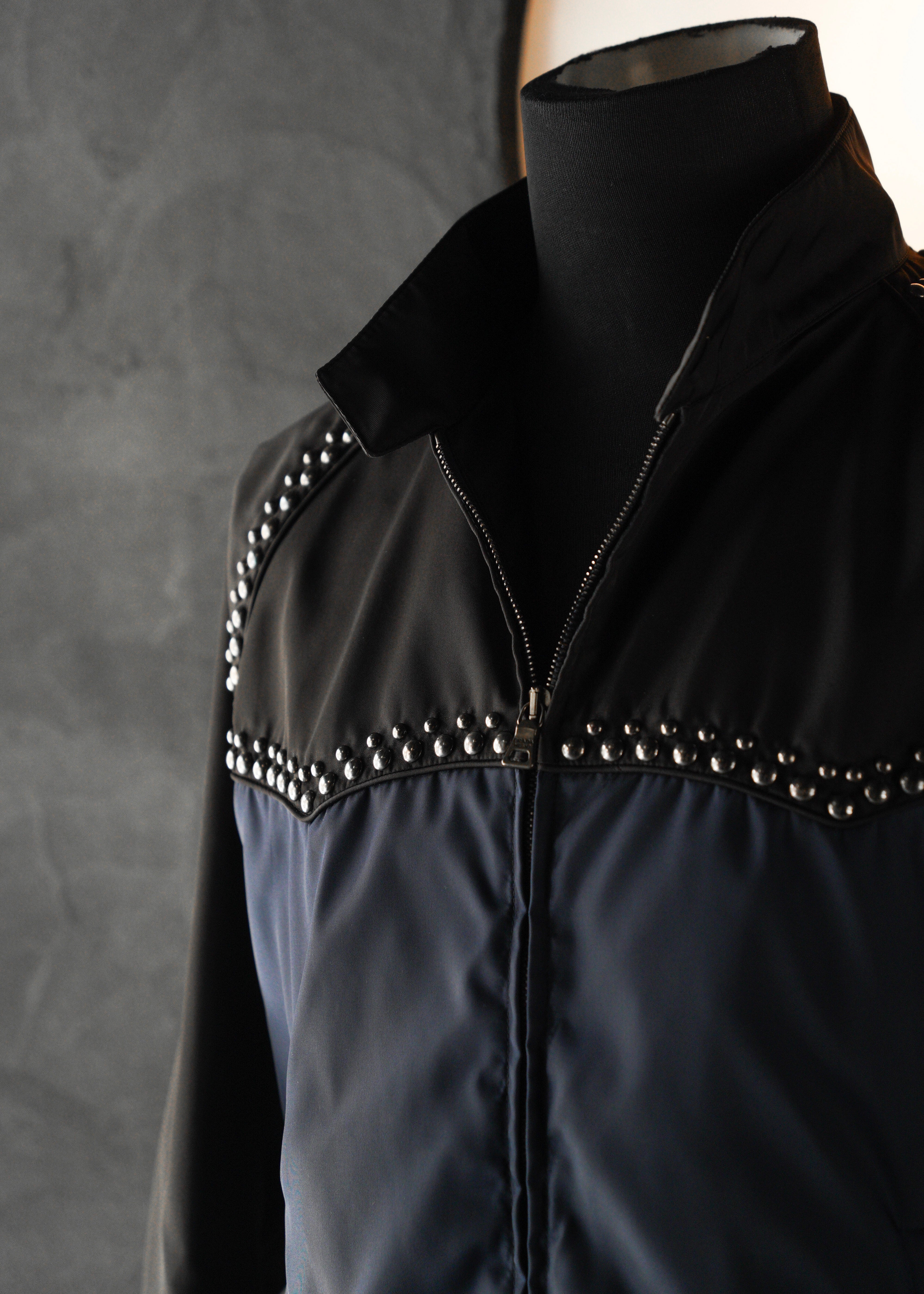 PRADA 12SS bicolor nylon studs blouson