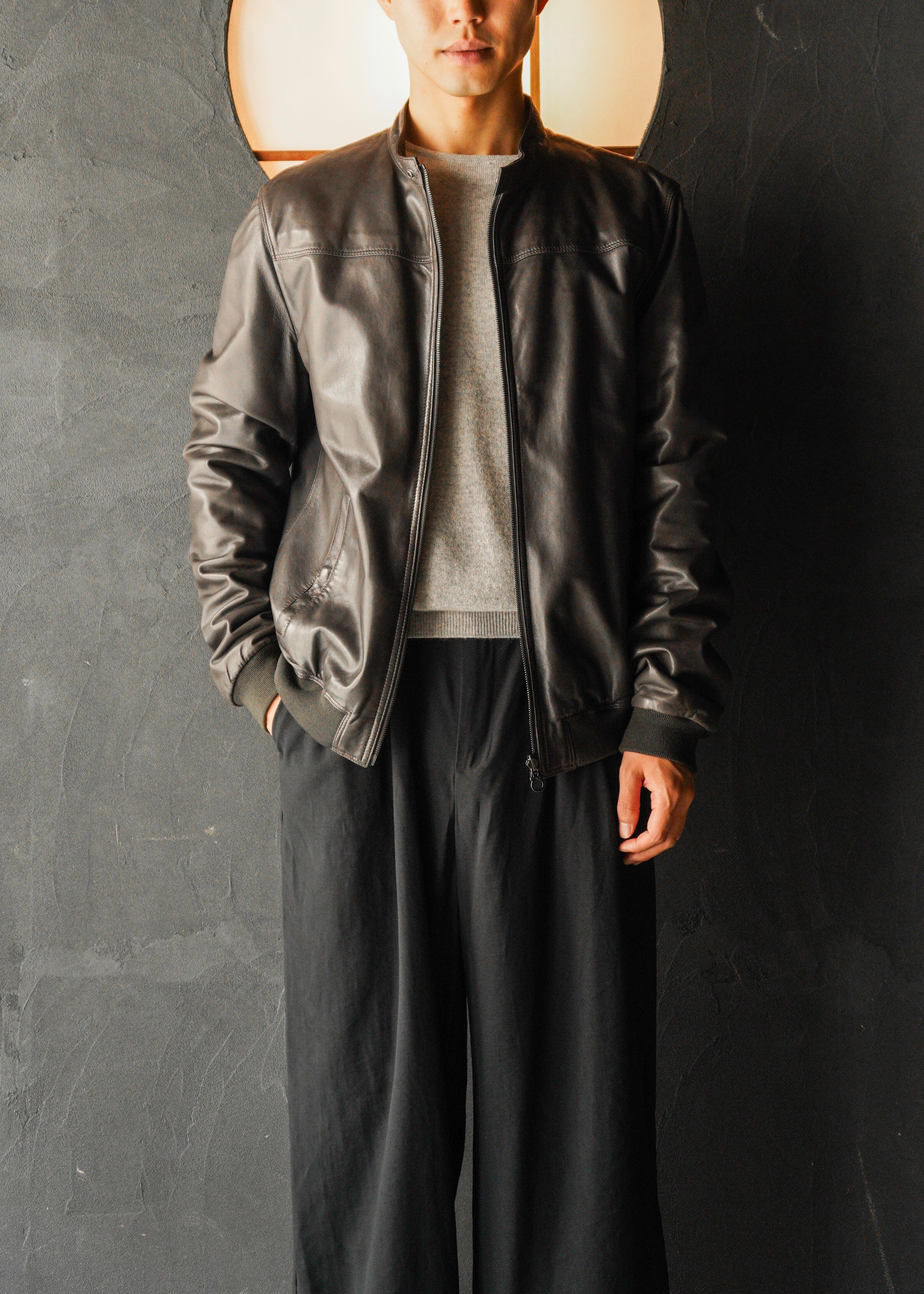 90’s Salvatore Ferragamo reversible single zip up leather jacket