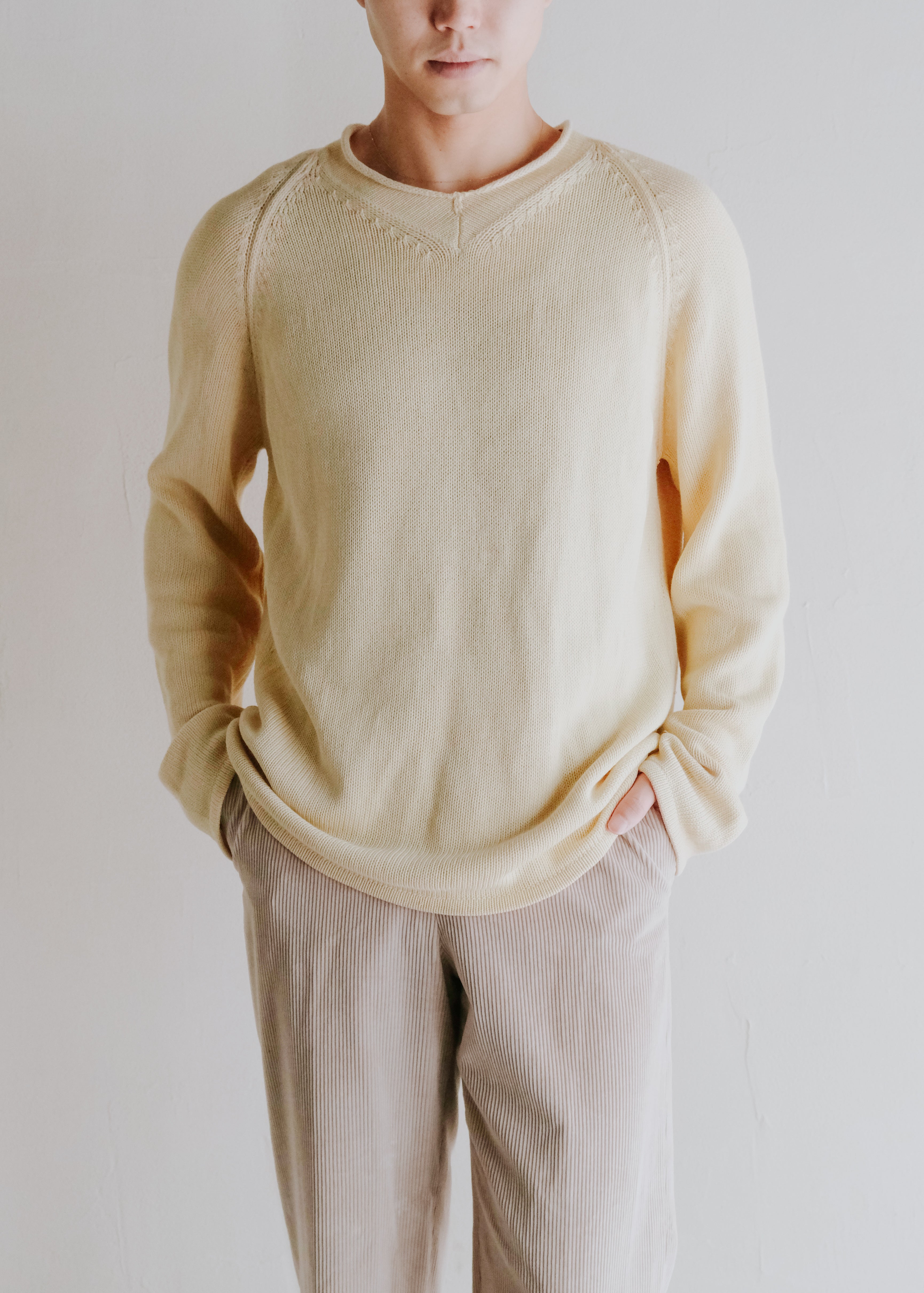 00's HERMÈS cashmere lining cotton raglan sleeves knit