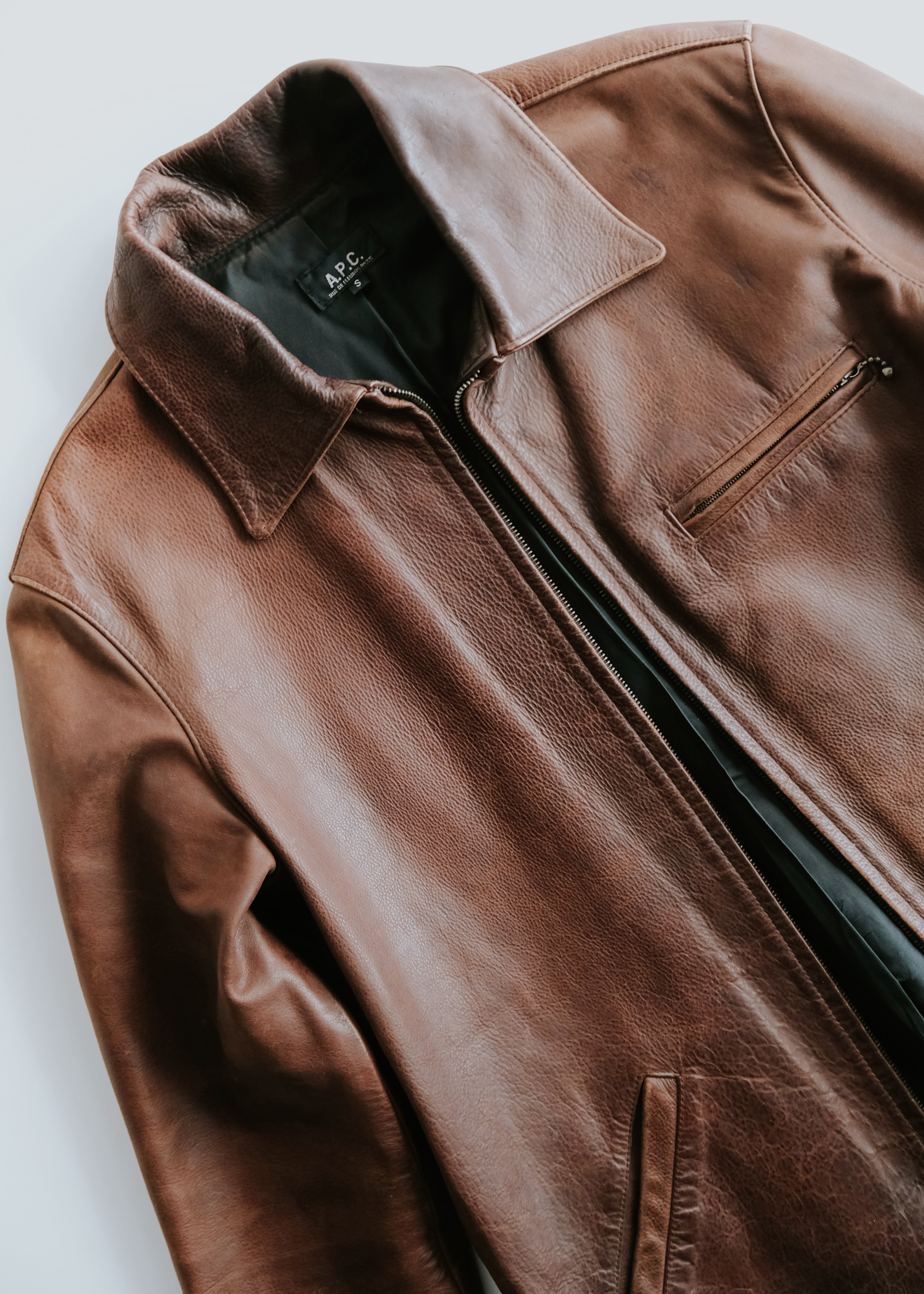 90's A.P.C. cow leather zip up jacket