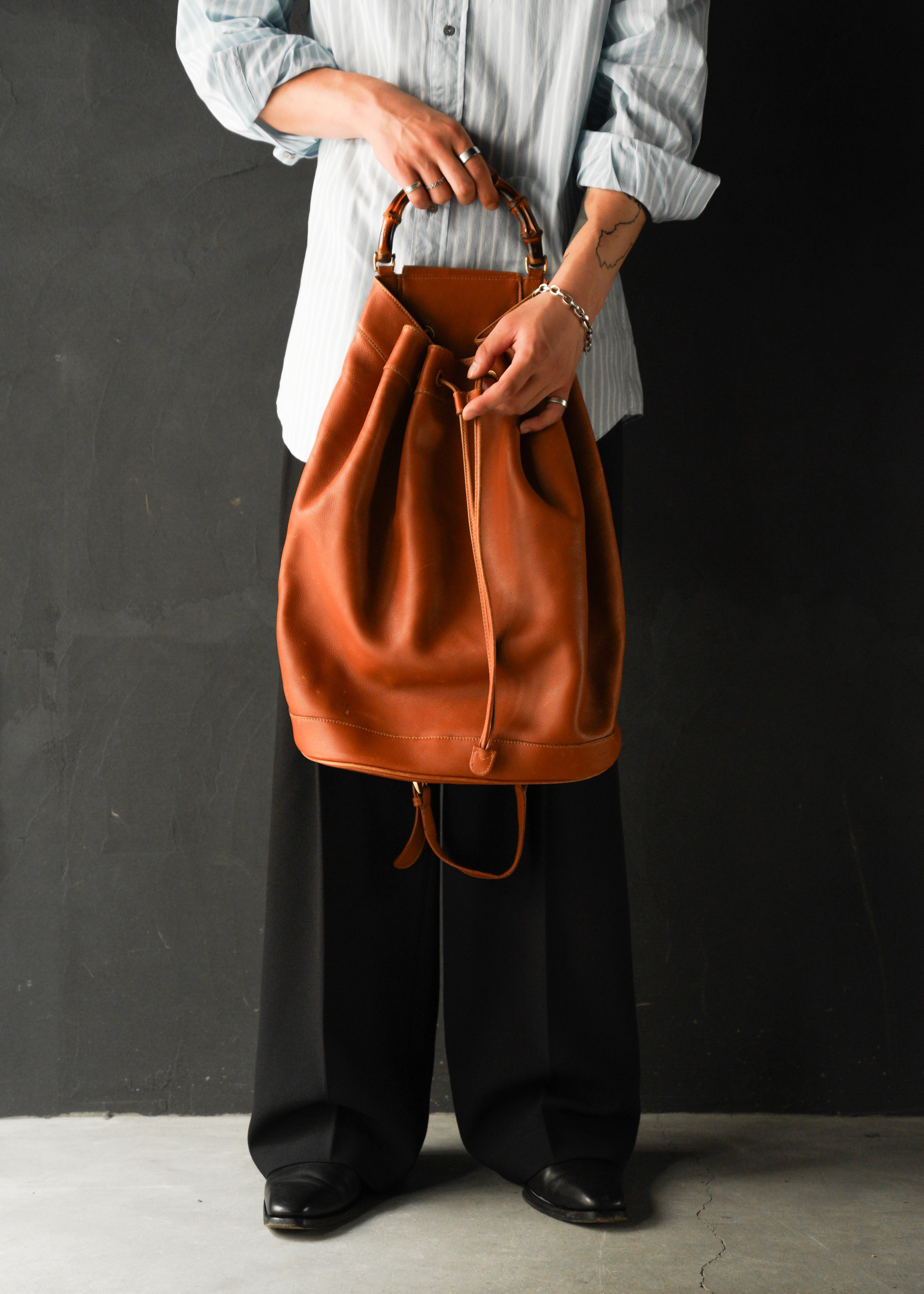90’s GUCCI bamboo handle shoulder bag