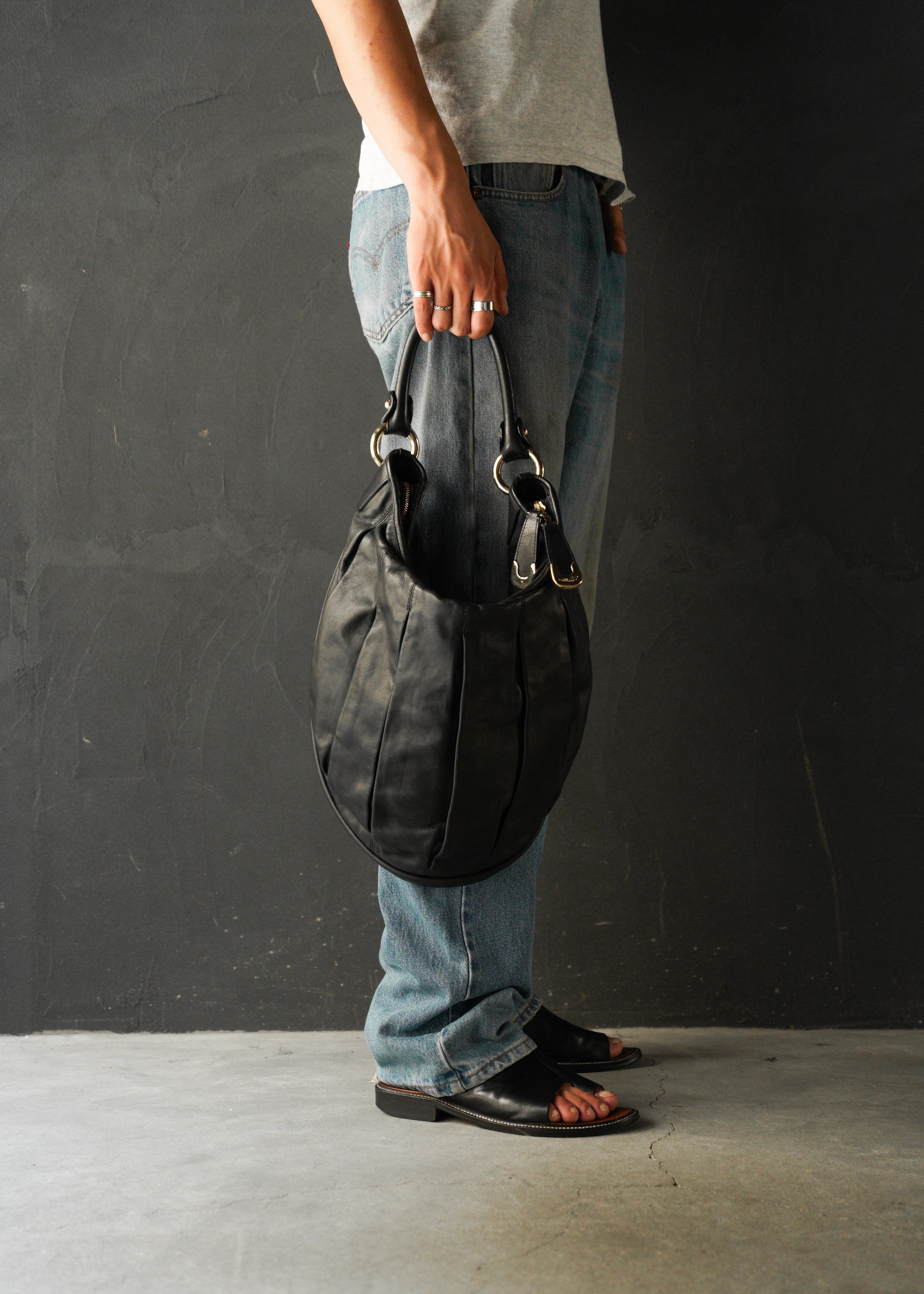 BALLY pleated leather one shoulder bag