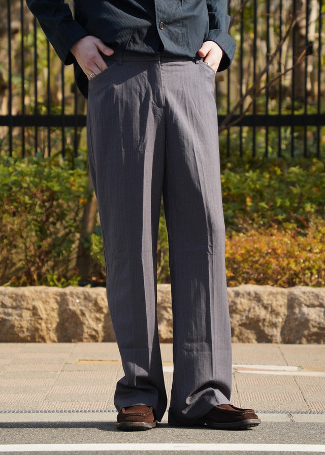 Wide Straight Center-Pressed Stripe Trousers