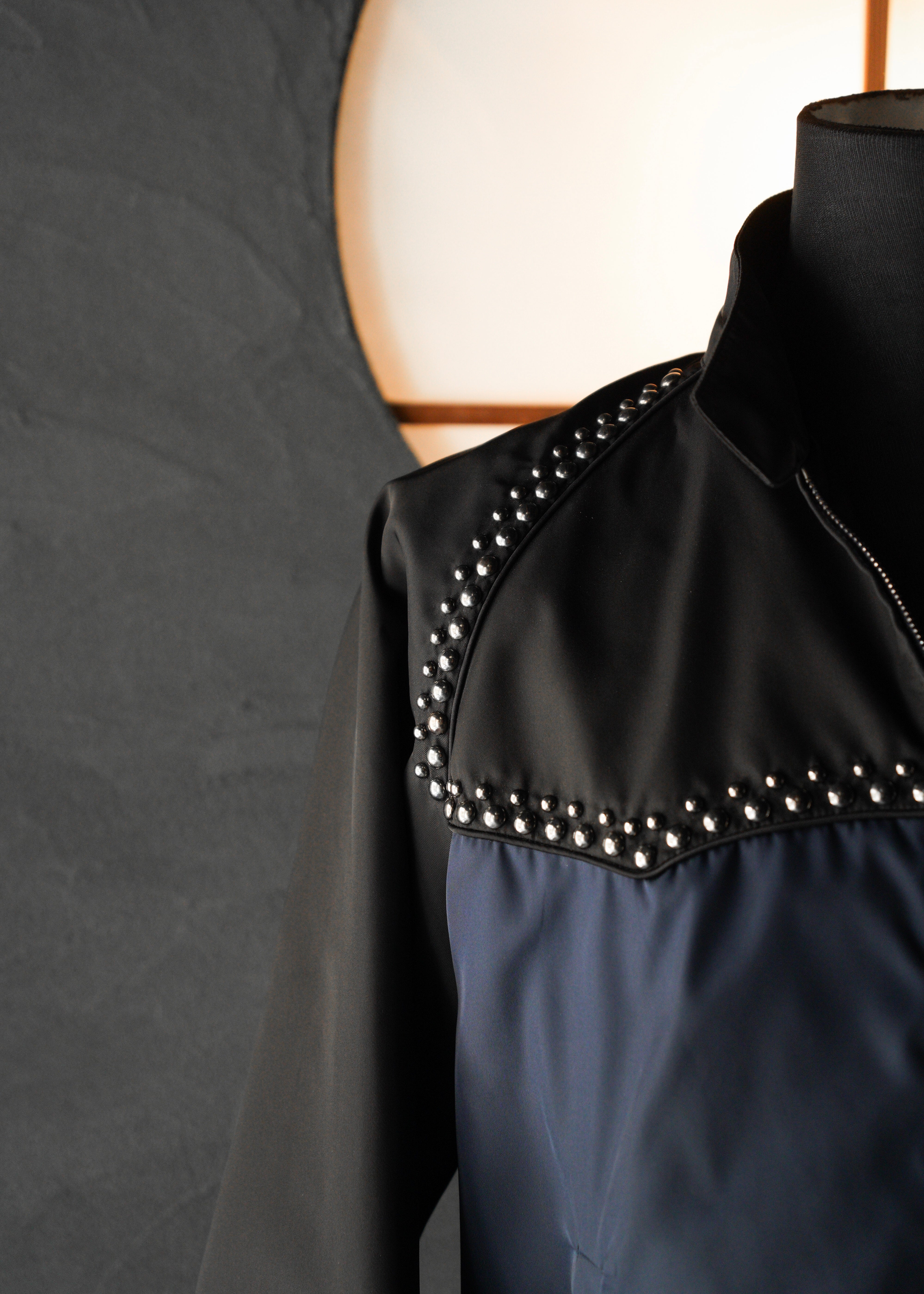 PRADA 12SS bicolor nylon studs blouson