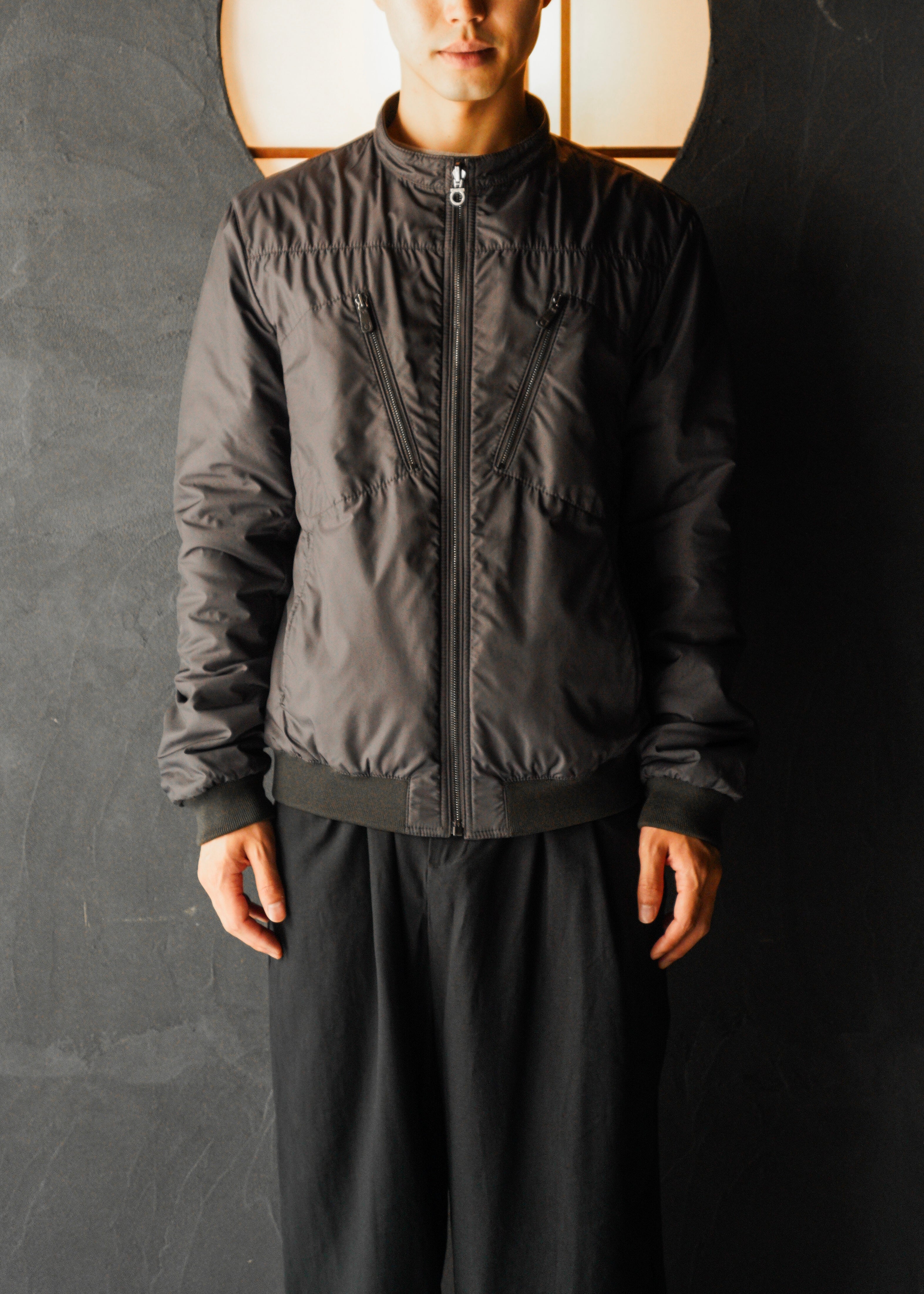 90’s Salvatore Ferragamo reversible single zip up leather jacket