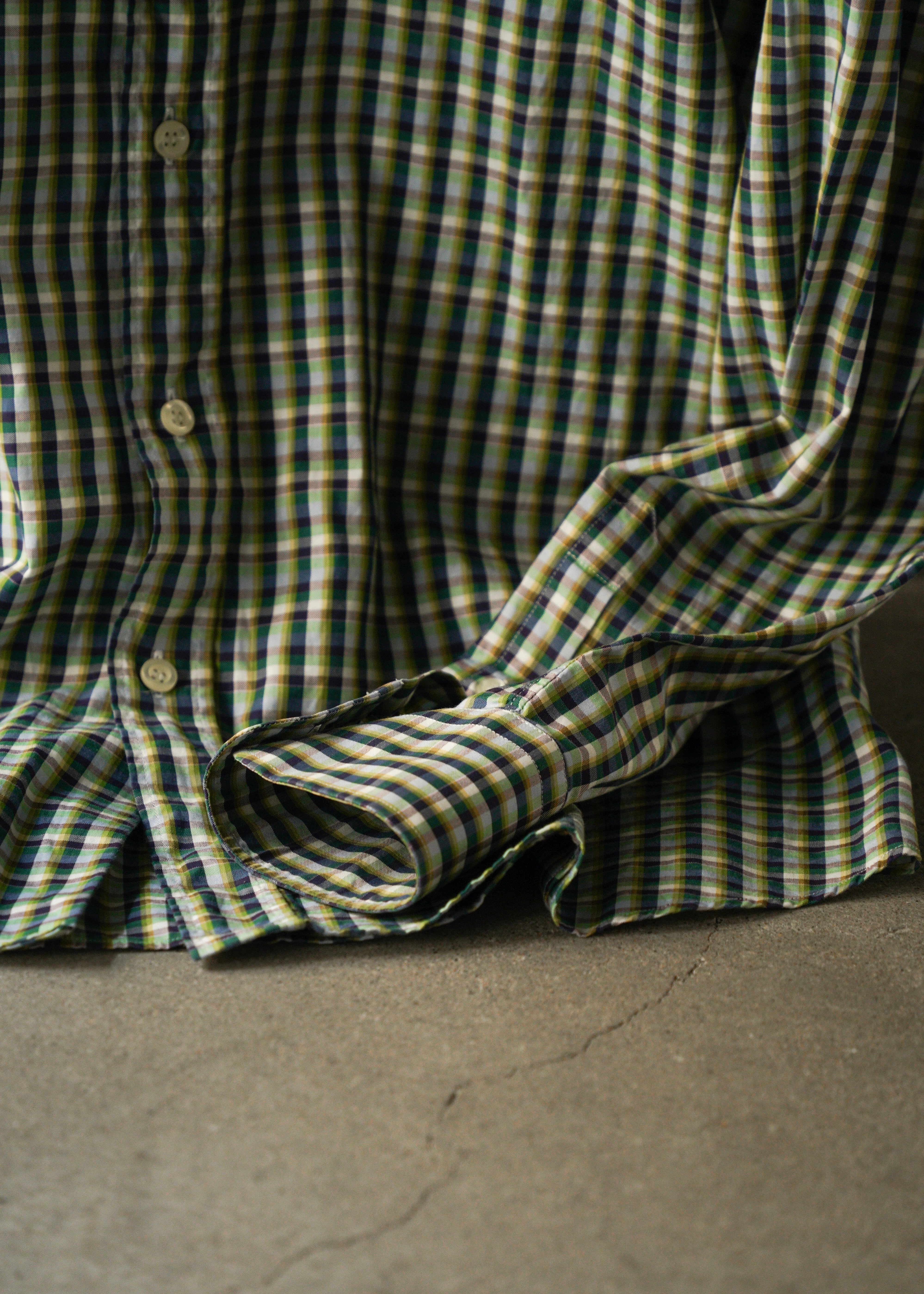 PRADA multi color check regular collar cotton shirt