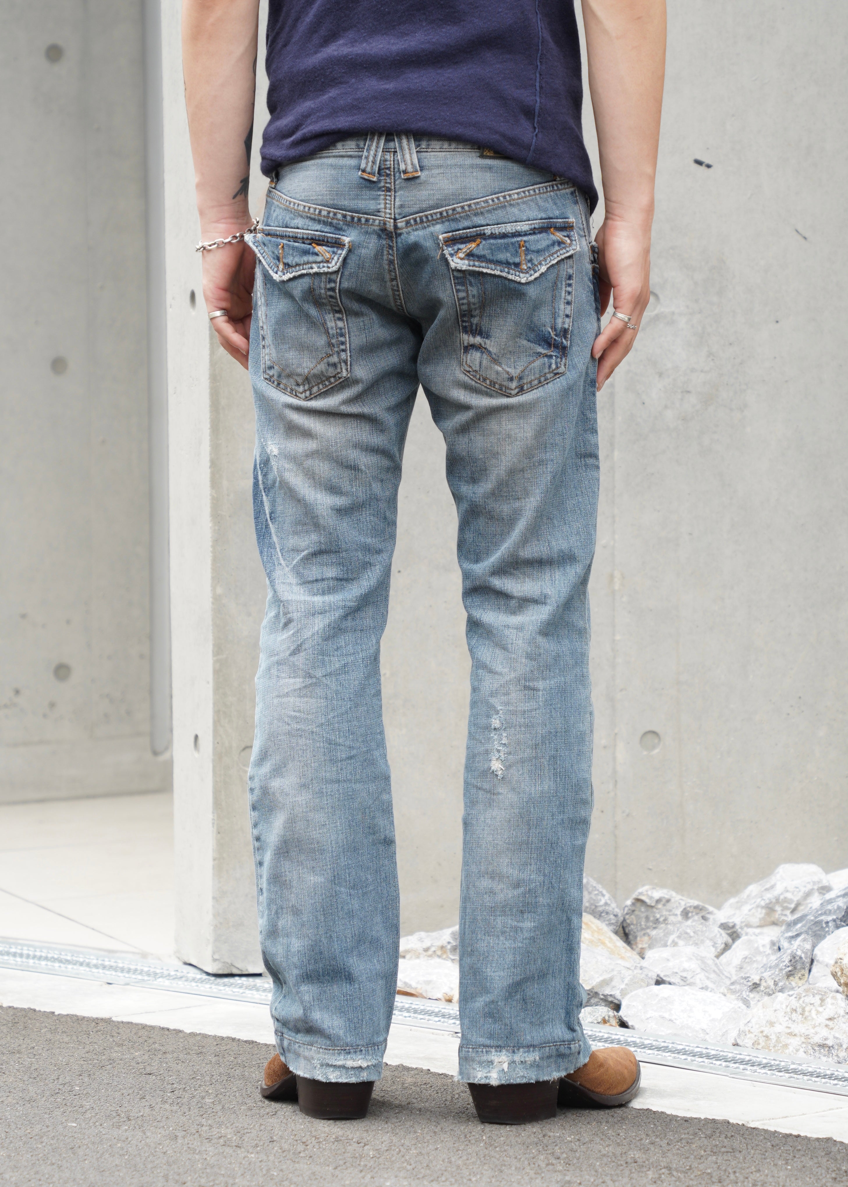 00’s Dolce&Gabbana damage straight denim pant
