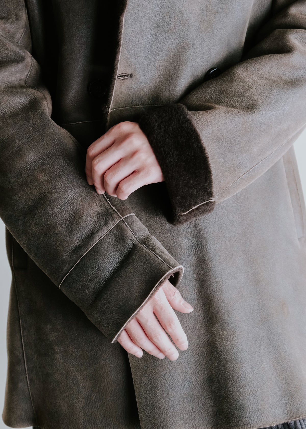 00's JIL SANDER shearling leather double-breasted half coat