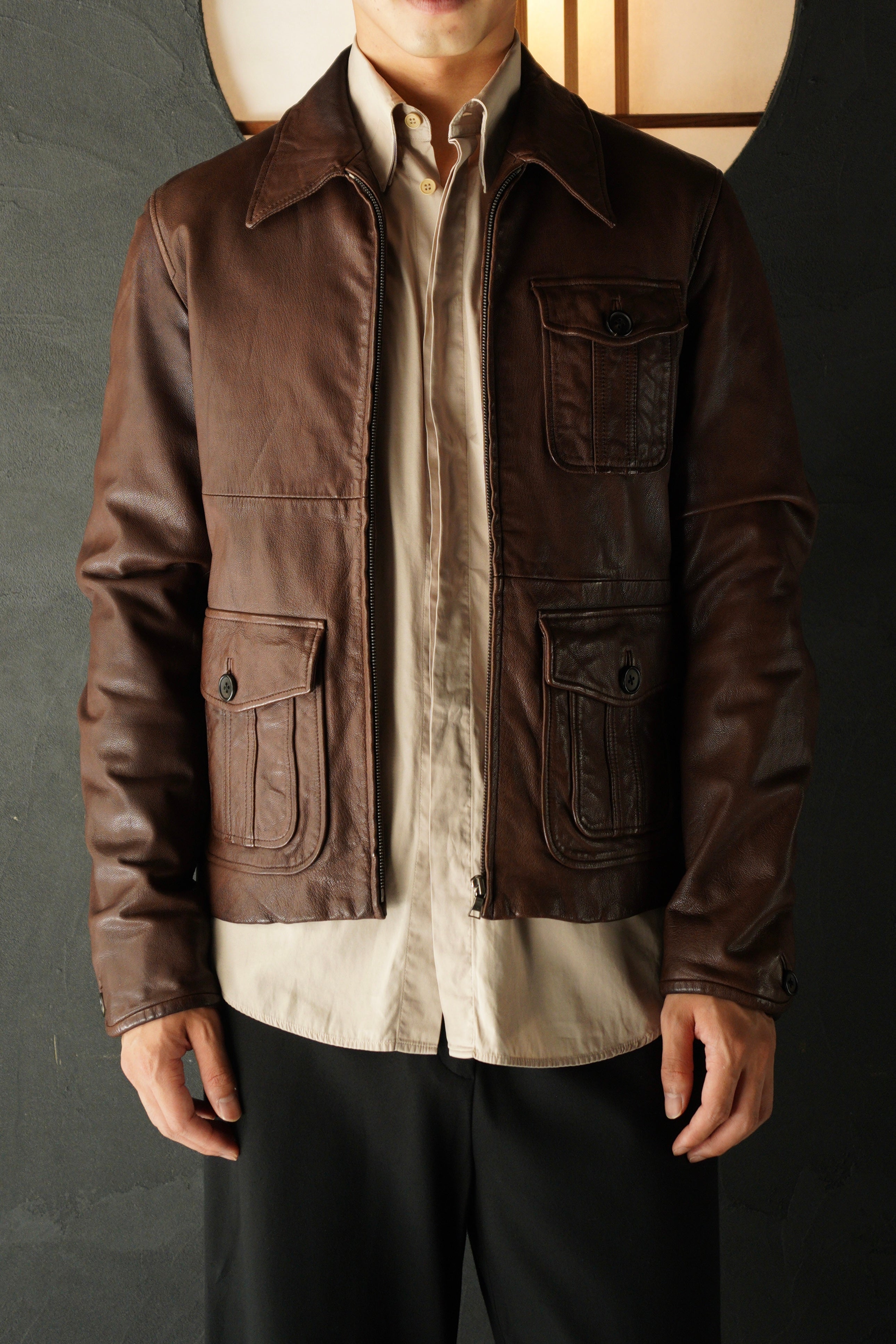 Paul Smith safari leather zip-up blouson