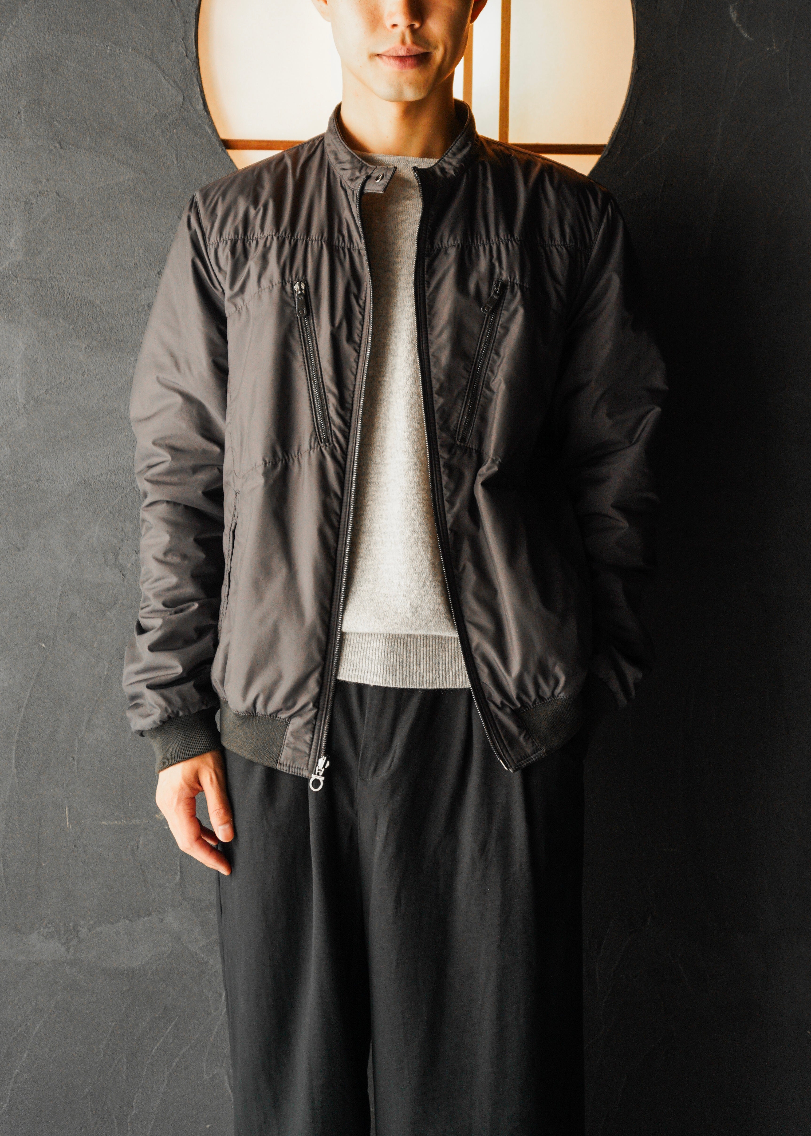 90’s Salvatore Ferragamo reversible single zip up leather jacket