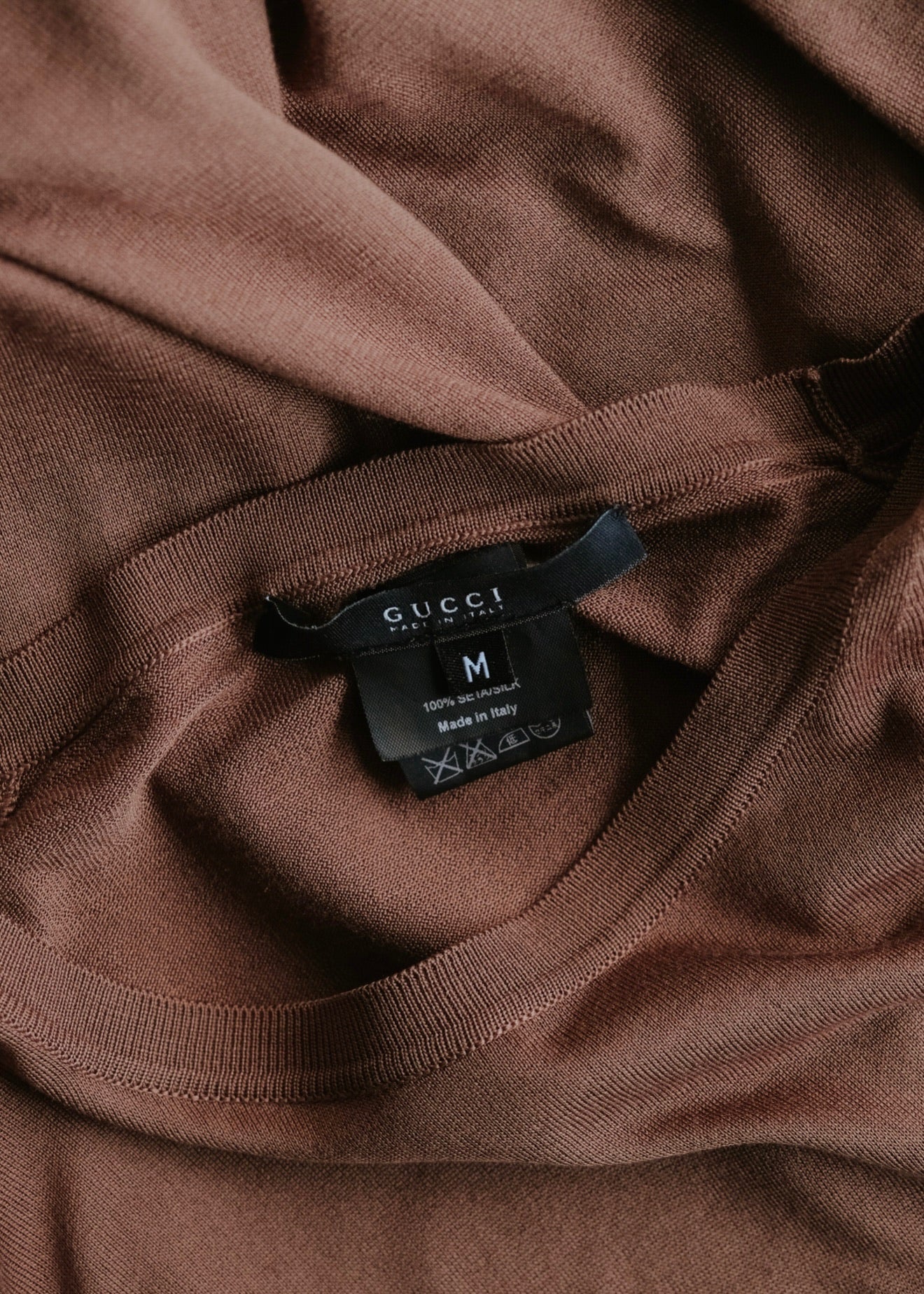 00-10's GUCCI wide ribbed silk cut-and-sew
