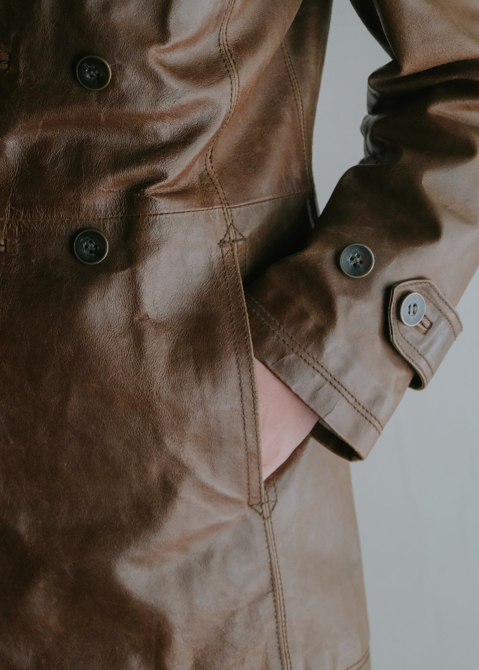 90’s MONSIEUR NICOLE cow leather pea coat