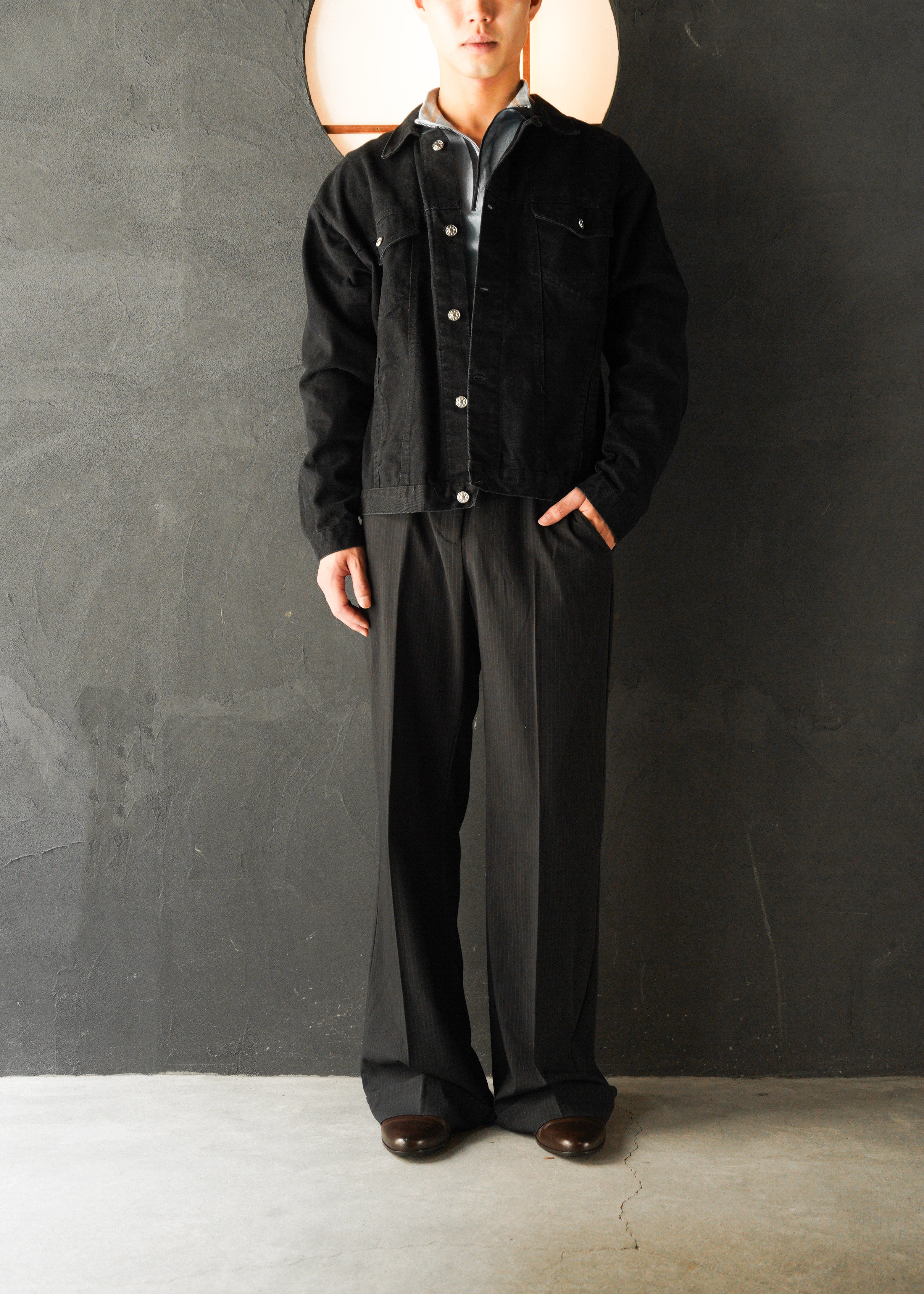 Wide straight stripe slacks