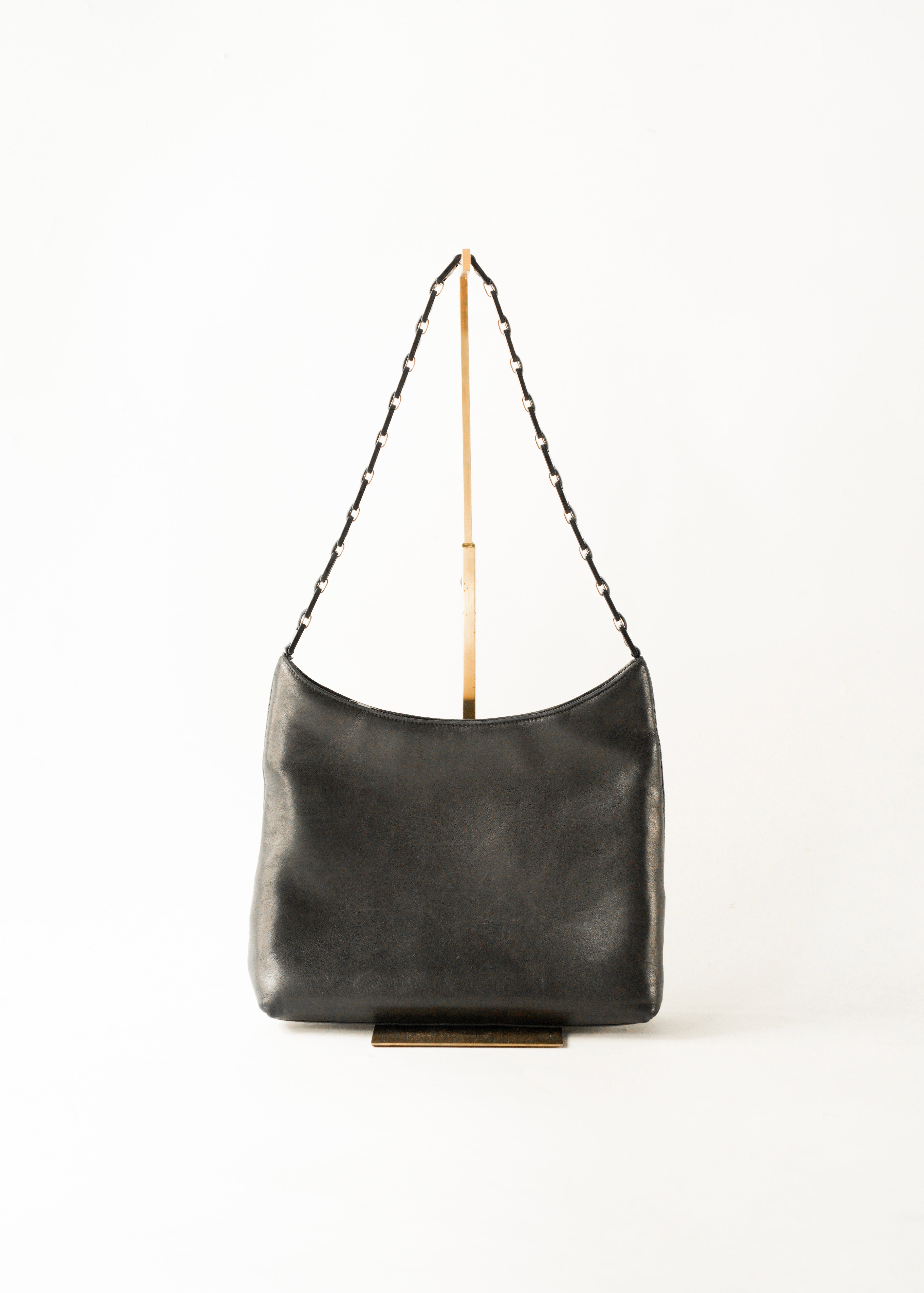 90-00’s Salvatore Ferragamo chain strap leather shoulder bag