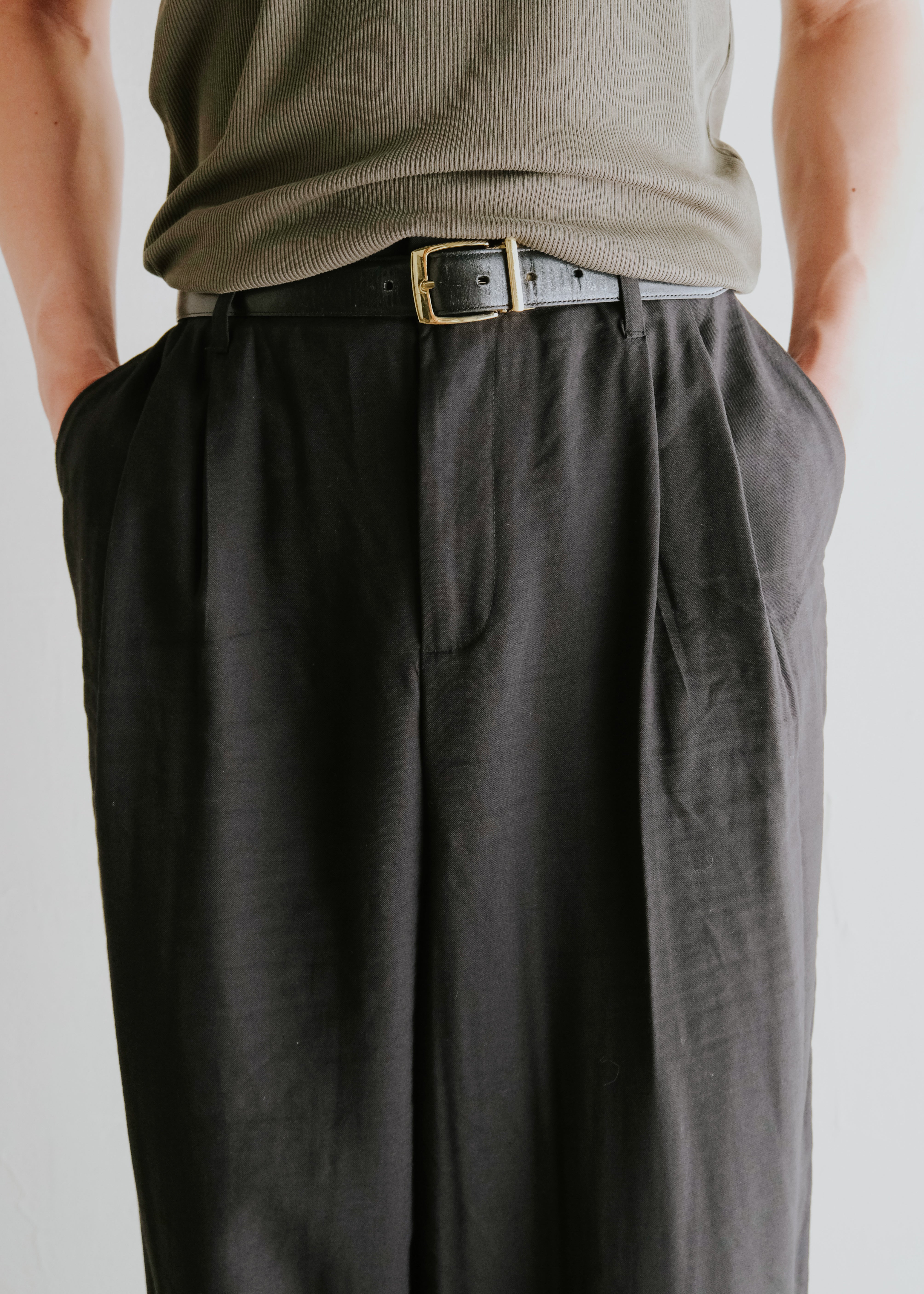 two tucked rayon slacks