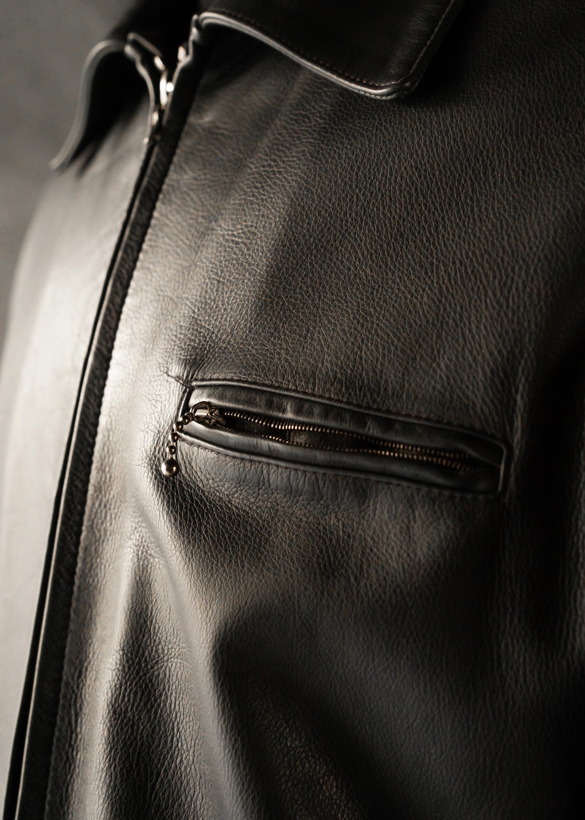 90-00’s A.P.C. zip up cow leather jacket