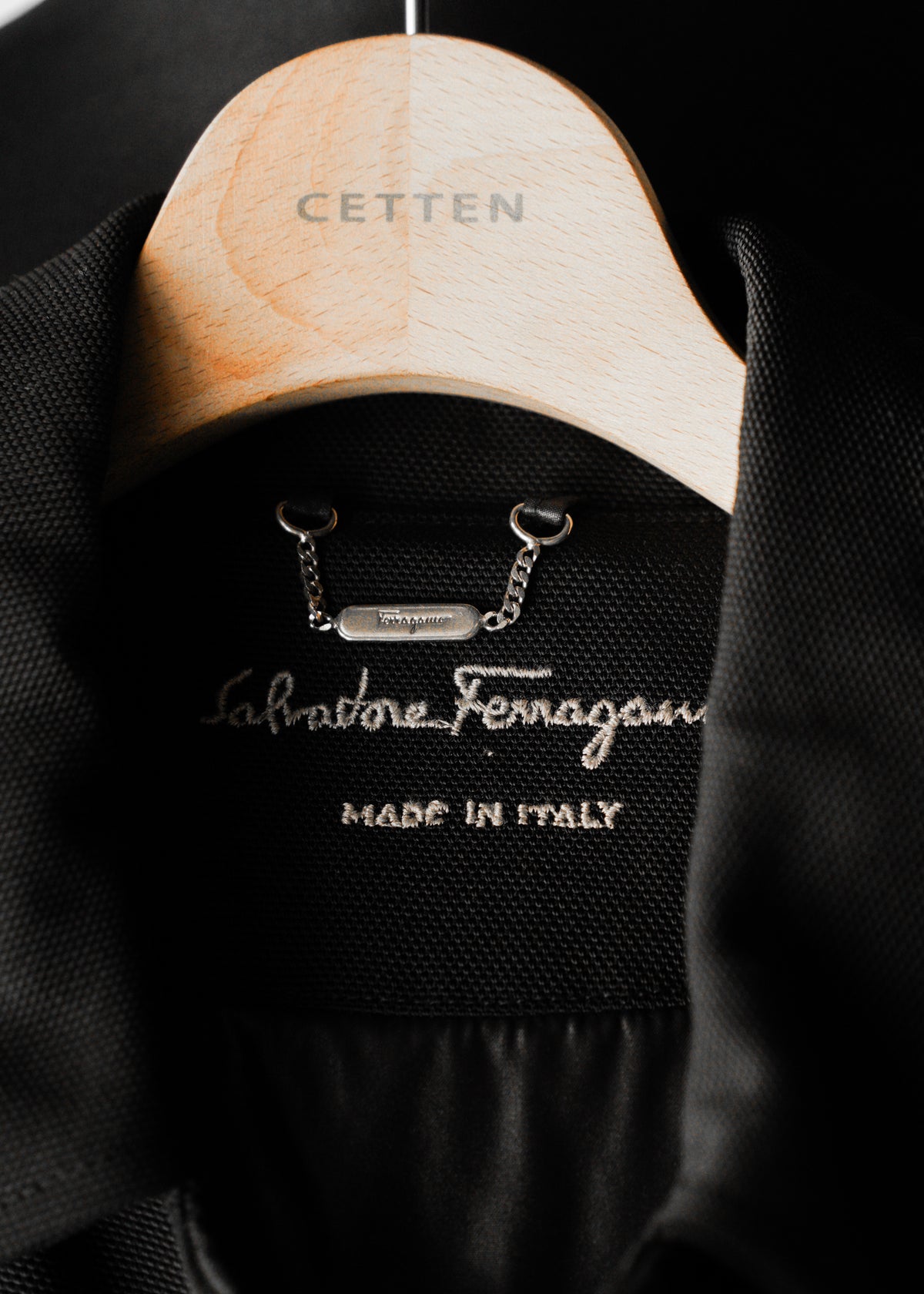 90-00’s Salvatore Ferragamo fly front wool blend nylon half coat