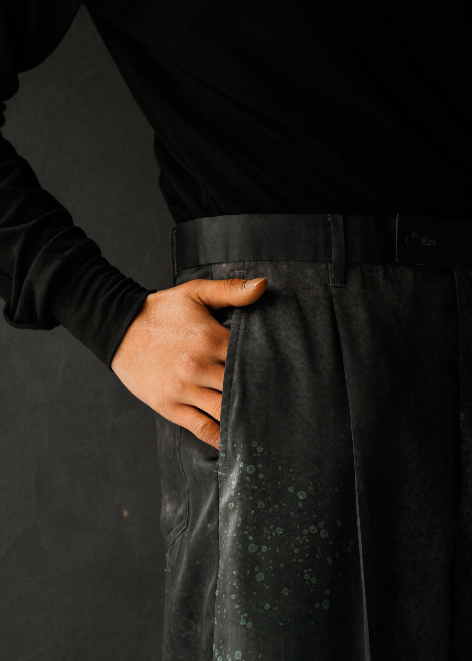 SASAKI SATORU 26SS single tuck wide trousers / Black
