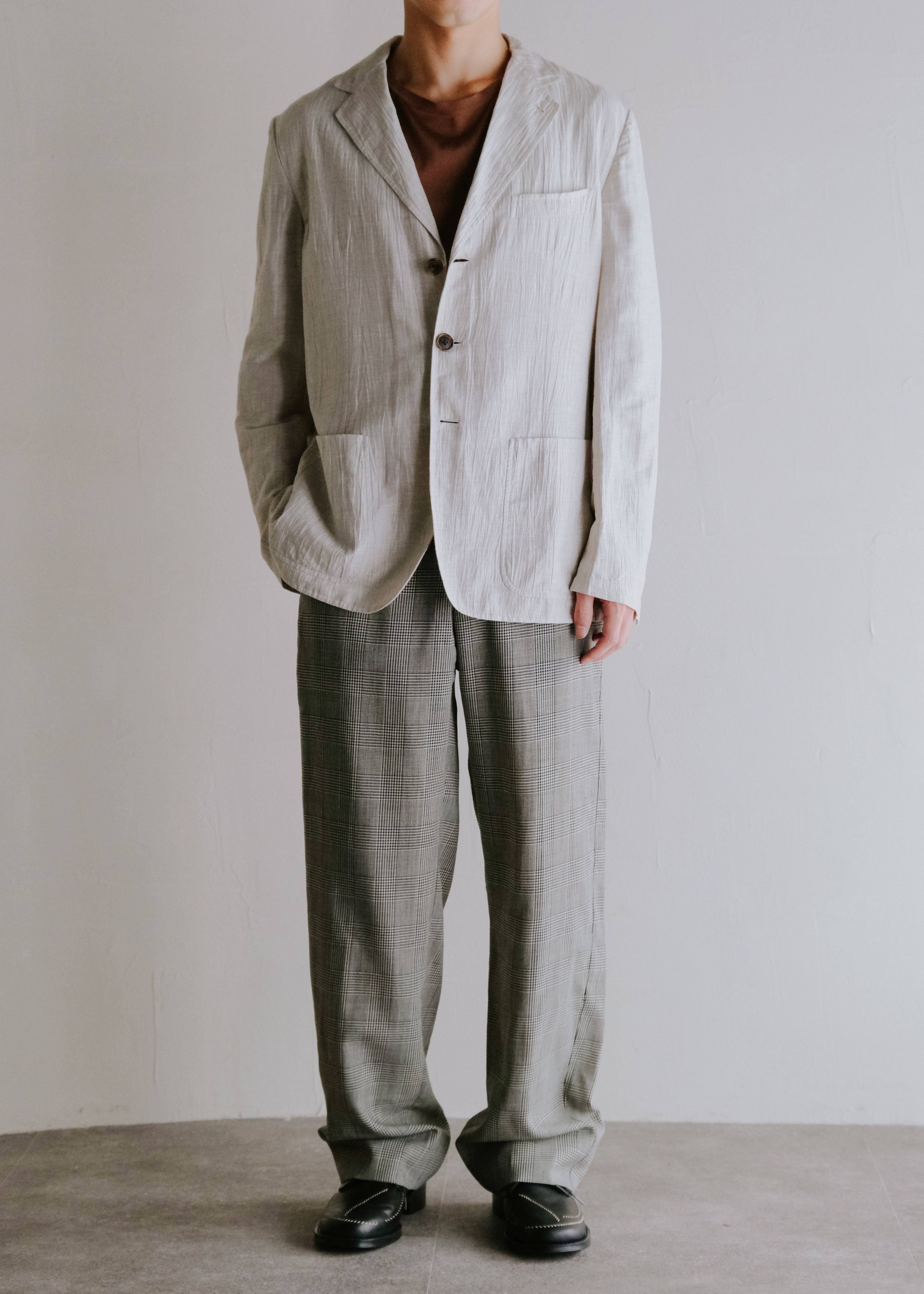10's- HERMÈS ripple textured 3B tailored jacket