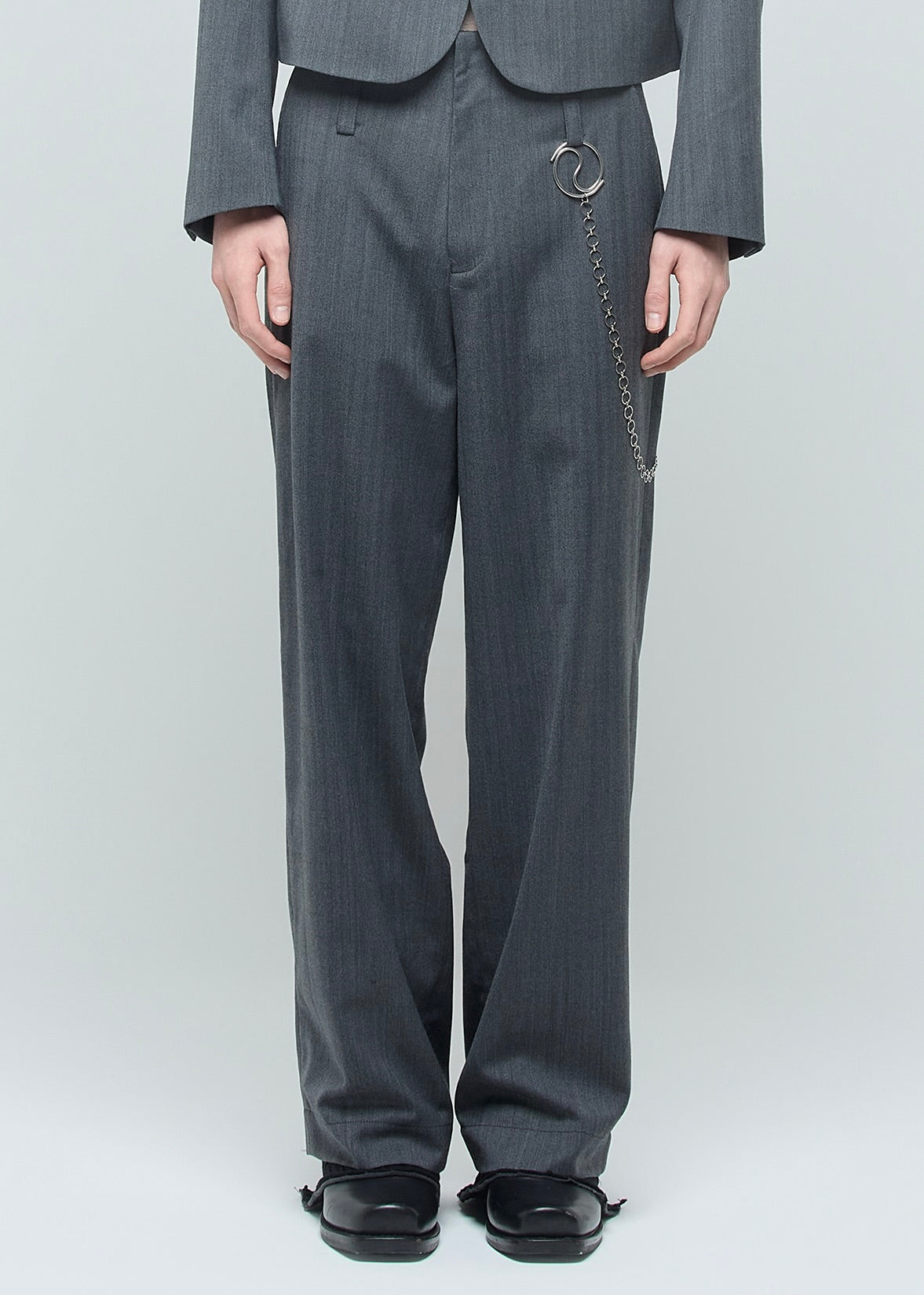 SHOOP 26AW RAYMOND CHAIN TROUSERS / Grey Herringbone