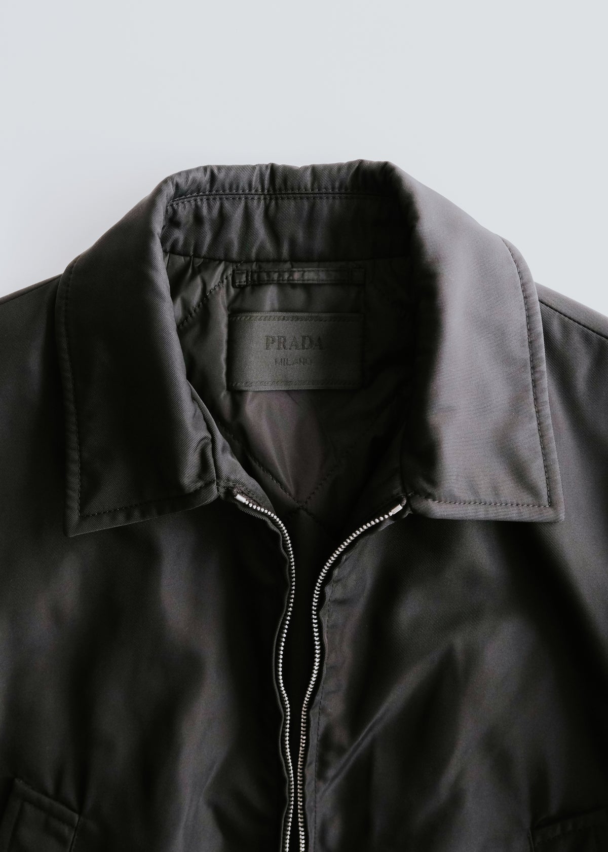 PRADA 13AW wide ribb nylon bomber jacket