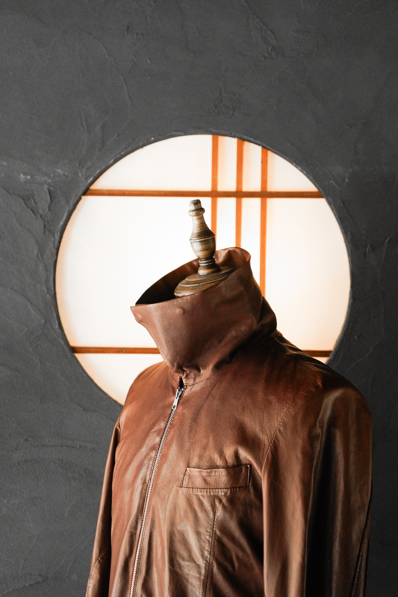 Paul Smith Asymmetrical Collar Leather Jacket in Burgundy